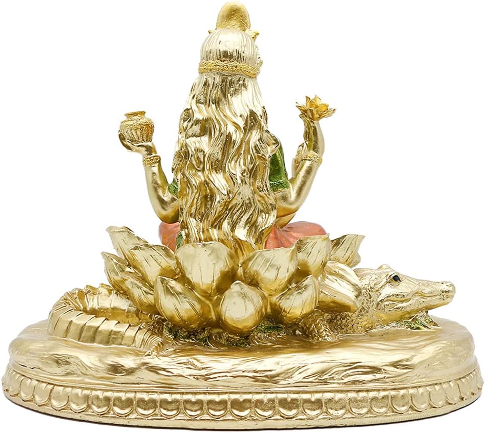 Hindu Goddess Ganga Statue - Indian God Lord Gange Maa Murti Sculpture Figurine Hinduism Home Puja Temple Mandir Buddha Pooja Decor Diwali Gift Yoga Altar Shrine Spiritual Prayer Item