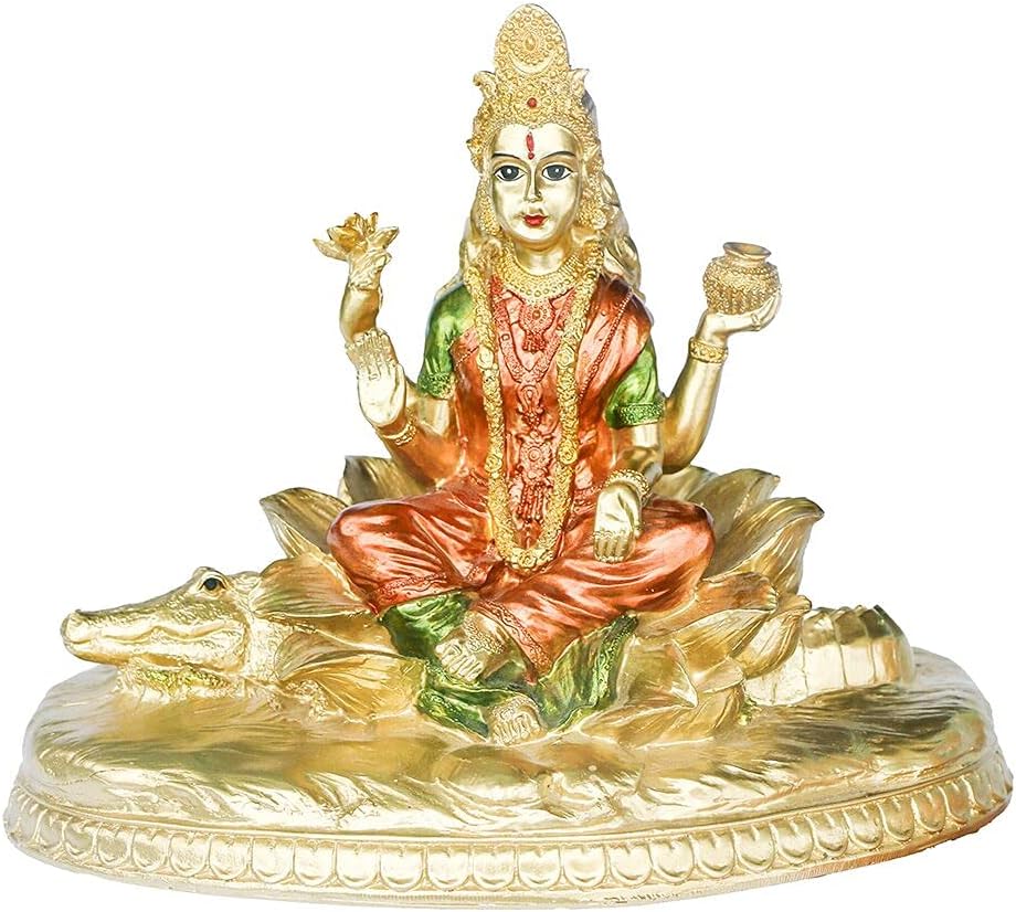 Hindu Goddess Ganga Statue - Indian God Lord Gange Maa Murti Sculpture Figurine Hinduism Home Puja Temple Mandir Buddha Pooja Decor Diwali Gift Yoga Altar Shrine Spiritual Prayer Item