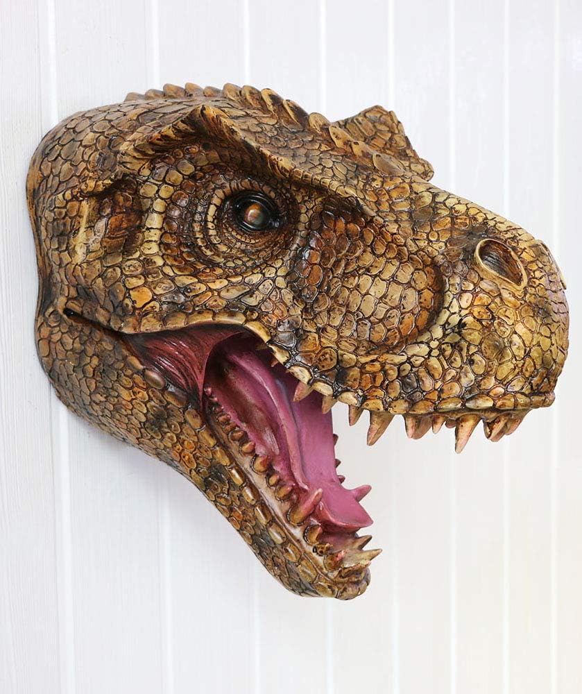 alikiki Jurassic Dinosaur Head Wall hanging - Large T-Rex Wall Mounted Statue Bust 15 inch Tyrannosaurus Rex Wall Sculpture Decor