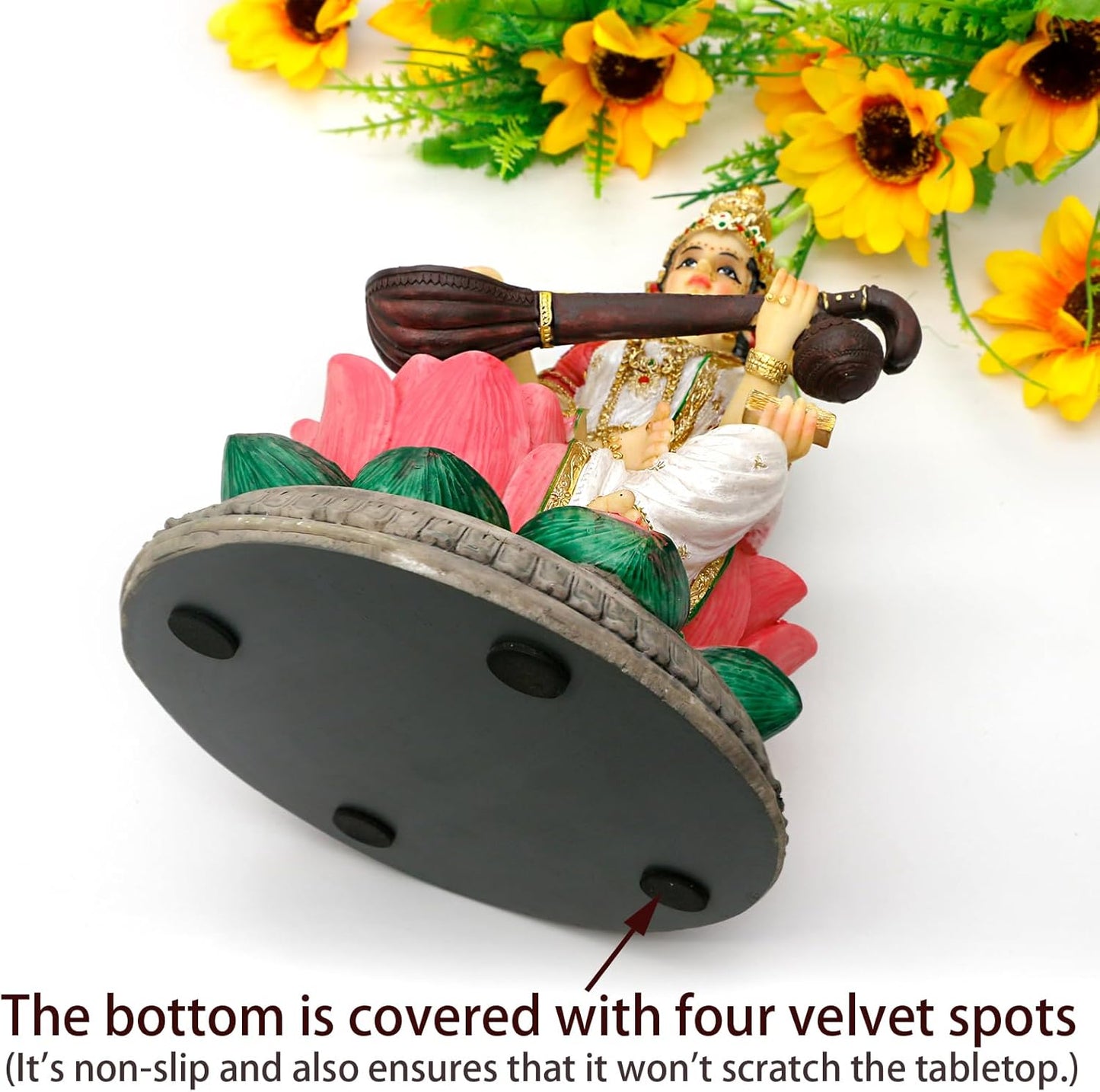 Hindu Goddess Saraswati Statue - 8.6" H Saraswati Sculpture Indian Diwali Pooja Item Murti Gifts for Indian Man Woman Friends Family Diwali gifts Home Office Mandir Temple Puja Decor