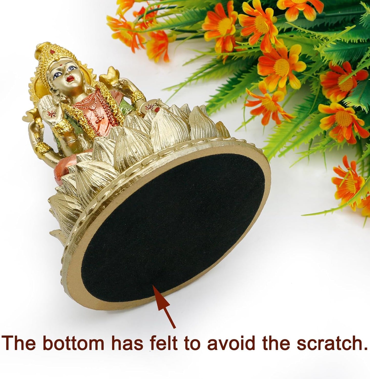 Lakshmi On Lotus 6.5" H lndian God Laxmi Statue Hindu Murti Item Home Temple Mandir Pooja Decor Hindu God and Goddess for Diwali Gifts Birthday Gifts for India People