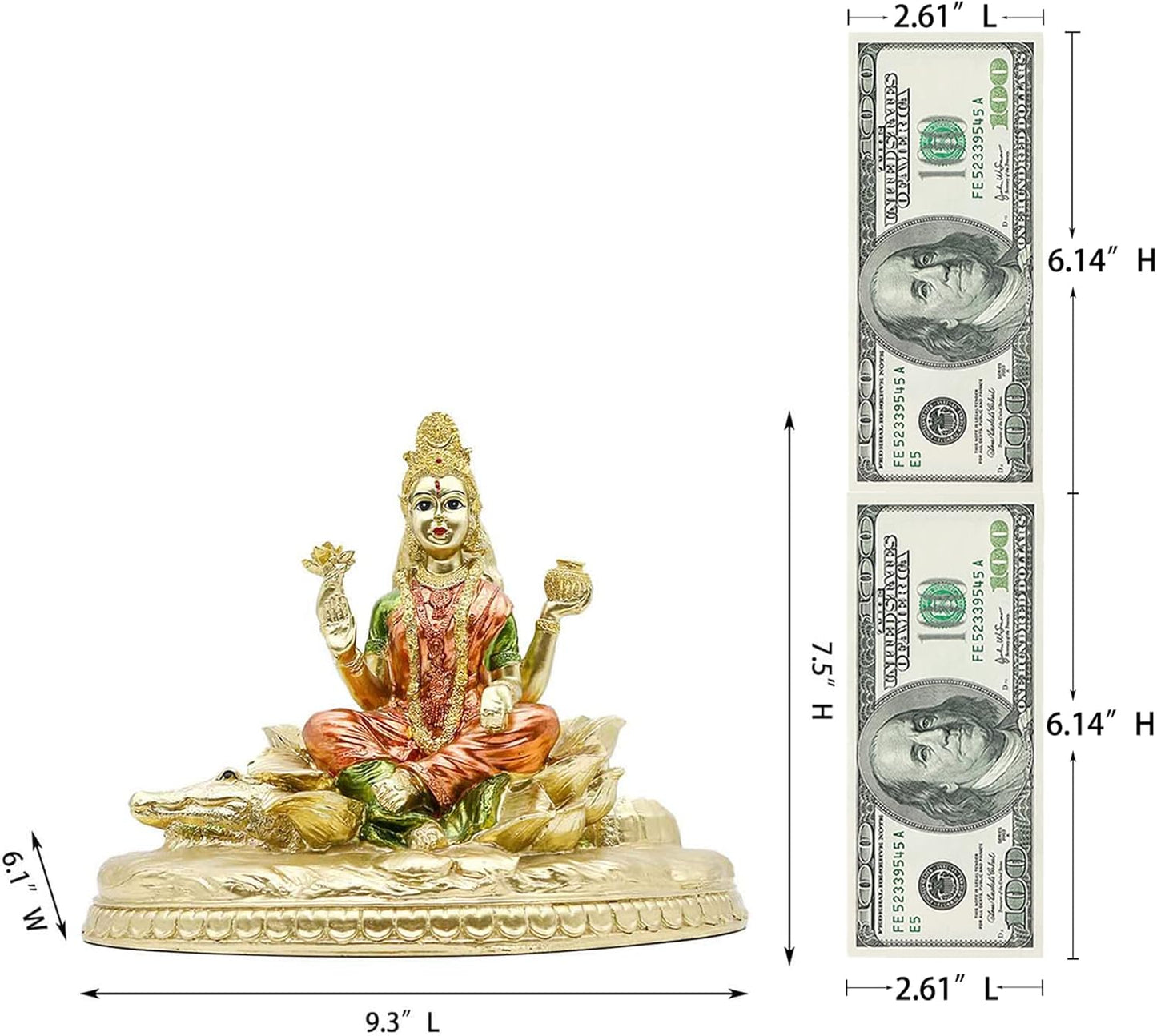 Hindu Goddess Ganga Statue - Indian God Lord Gange Maa Murti Sculpture Figurine Hinduism Home Puja Temple Mandir Buddha Pooja Decor Diwali Gift Yoga Altar Shrine Spiritual Prayer Item