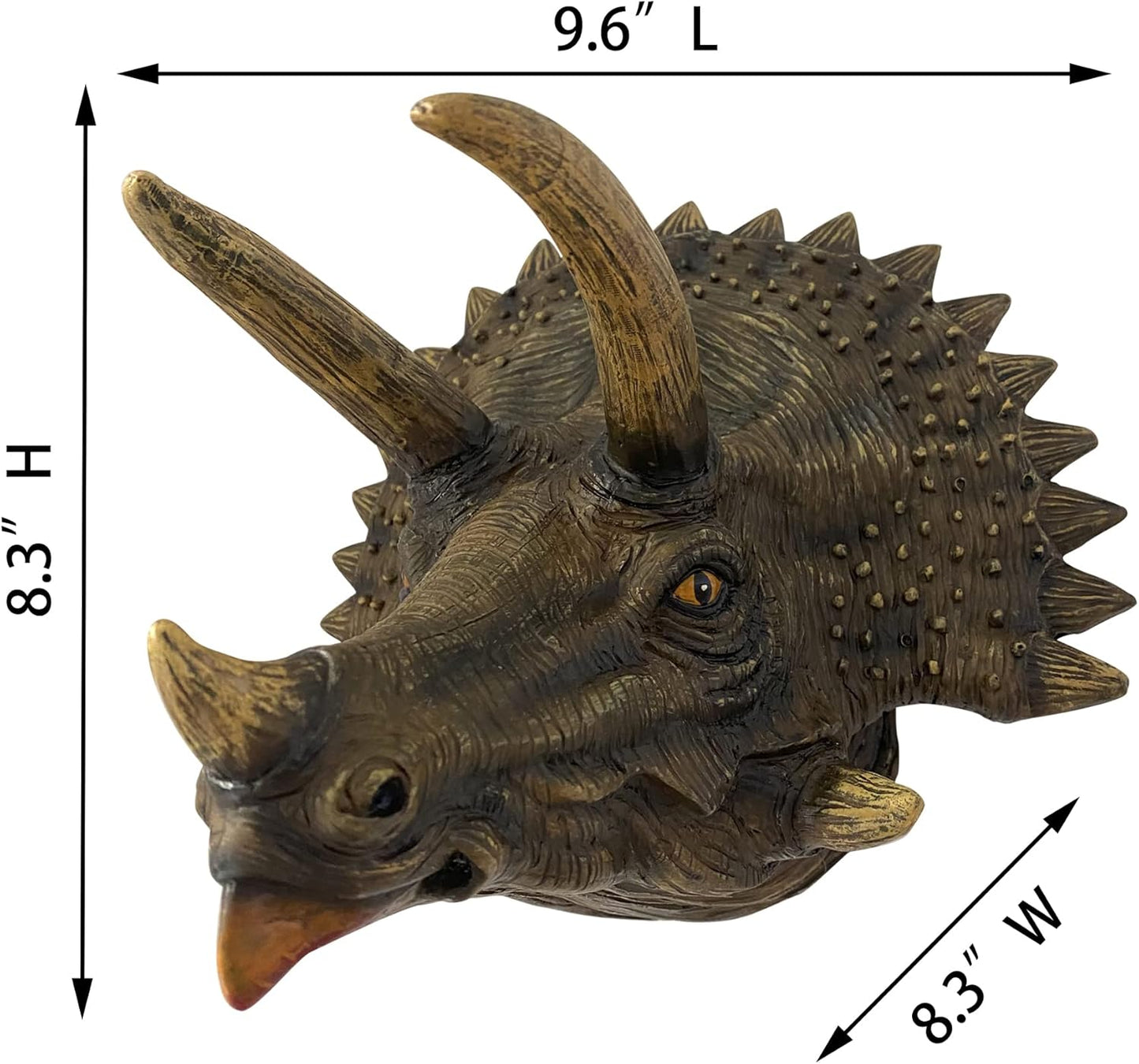 alikiki Jurassic Triceratops Head Wall Hanging - Faux Dinosaur Head Wall Mount Boys Kids Birthday Party Gaming Room Dinosaur Themed Wall Sculpture Indoor Outdoor Animal Heads Wall Taxidermy Art Decor