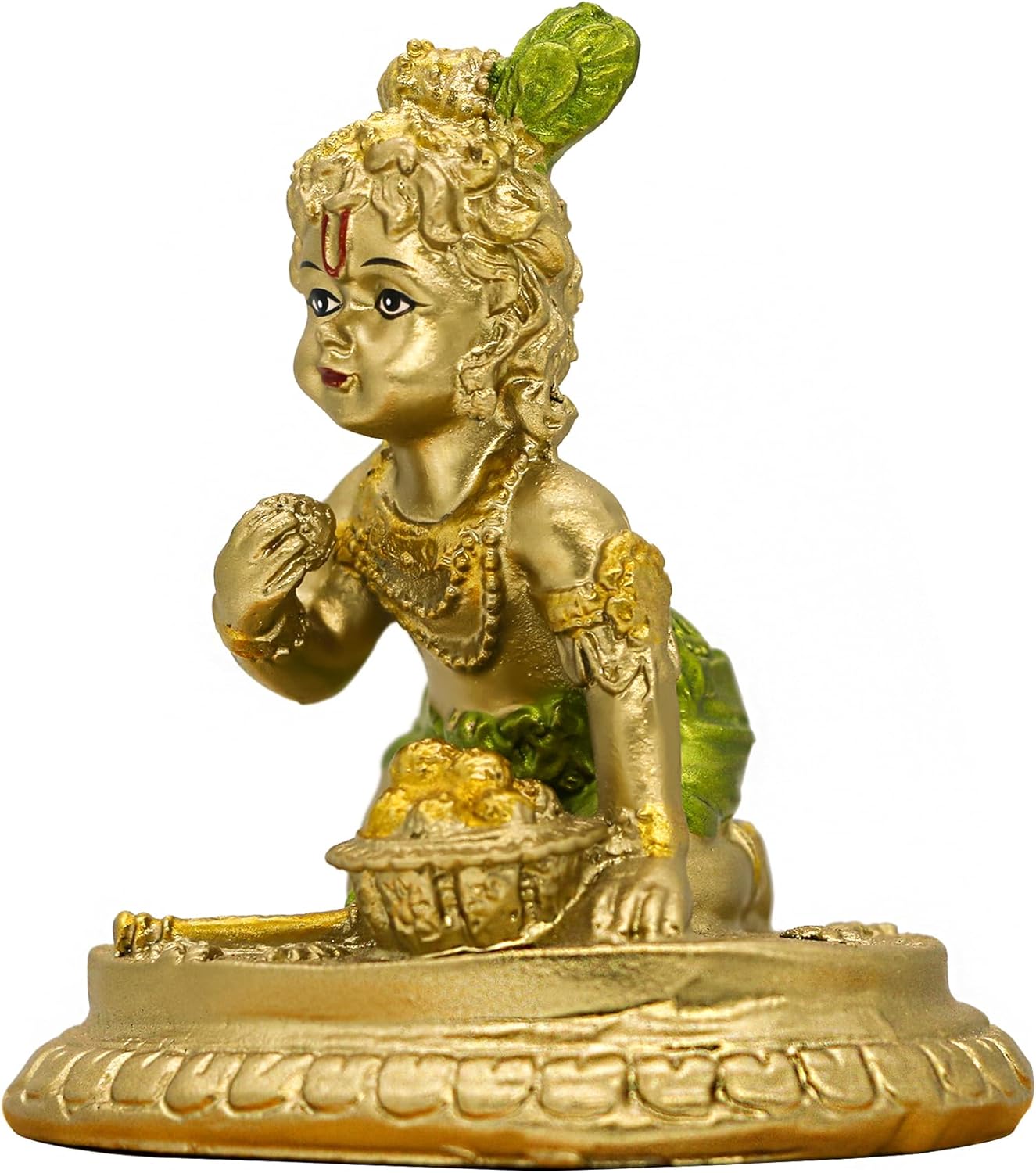 Hindu God Krishna Statue - 3.7" H Baby Krishna Idol Figurine Indian Home Office Mandir Temple Pooja Item Diwali Gifts for Friends Puja Gifts for Man Woman