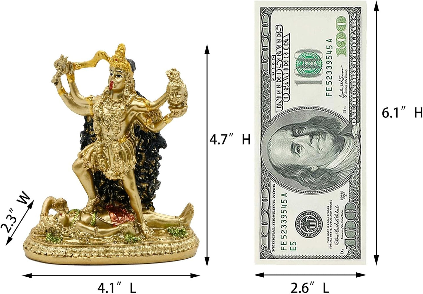 Antique Gold Hindu God Kali Statue – Indian Idol Murti Pooja Item Kali Maa Figurine Home Temple Mandir Decor Religion Puja Decoration Item