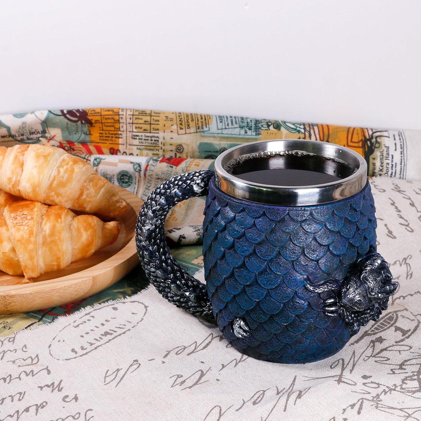GOT Dragon Egg Coffee Mug - Medieval D&D Beer Stein Tankard - 14OZ Stainless Drinking Mug for Dragon Lovers Collector - Novelty Gothic Dungeons and Dragons Gift Bar Party Drinkware decorations