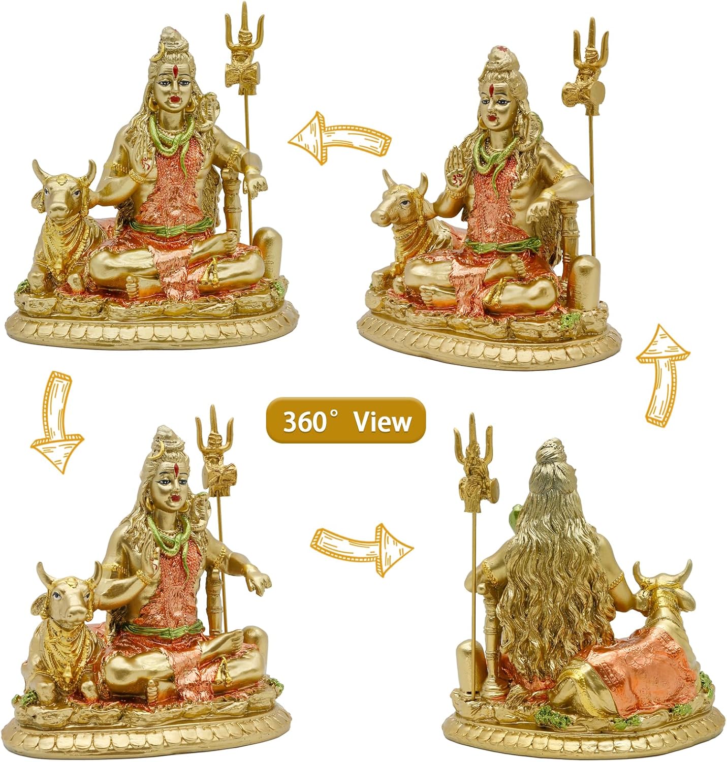 Indian God Shiva Idol Statue - Hindu God Lord Shiva Statue Indian Home Temple Murti Decor Diwali Gifts Meditation Yoga Room Altar Decoration