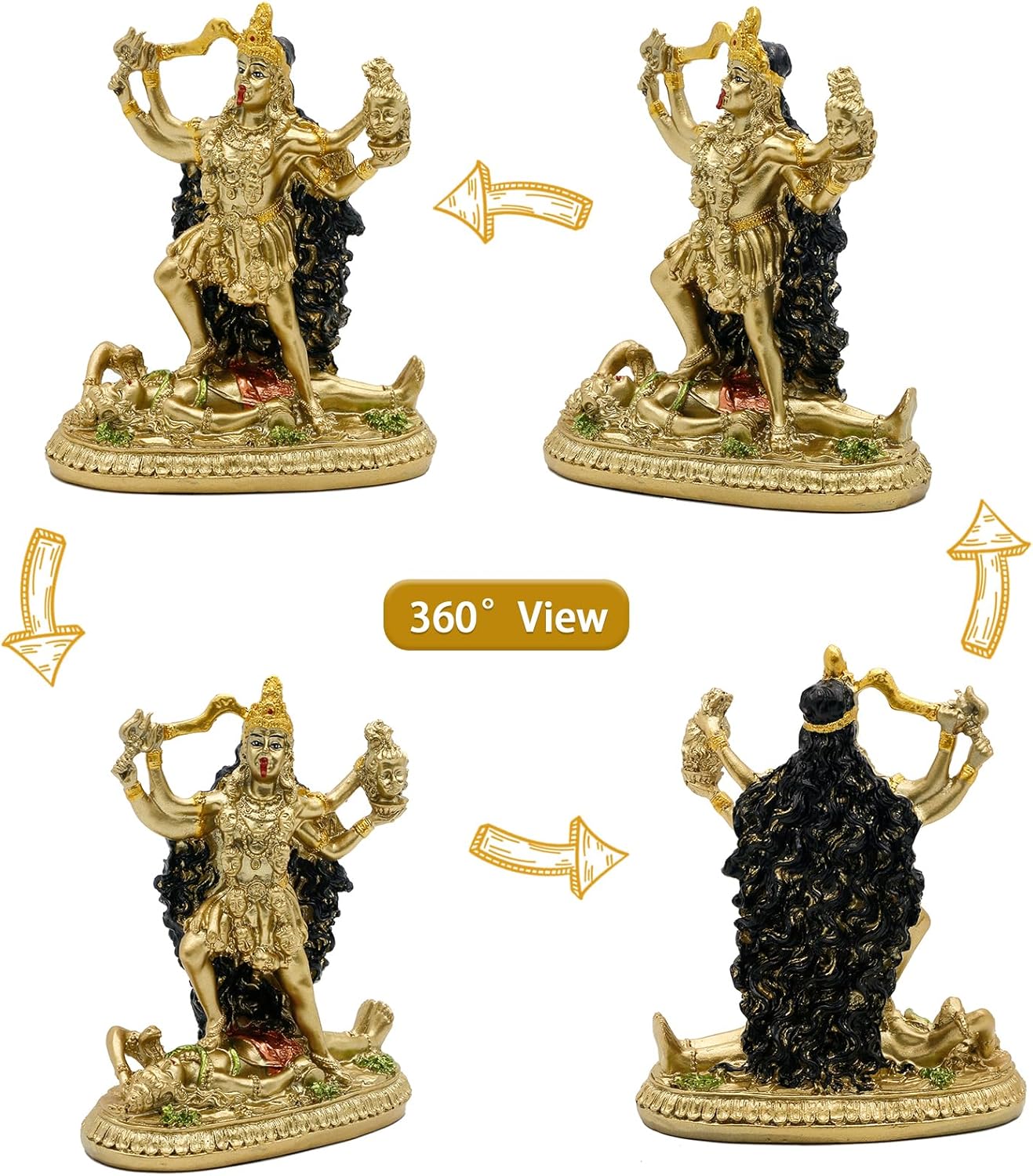 Antique Gold Hindu God Kali Statue – Indian Idol Murti Pooja Item Kali Maa Figurine Home Temple Mandir Decor Religion Puja Decoration Item