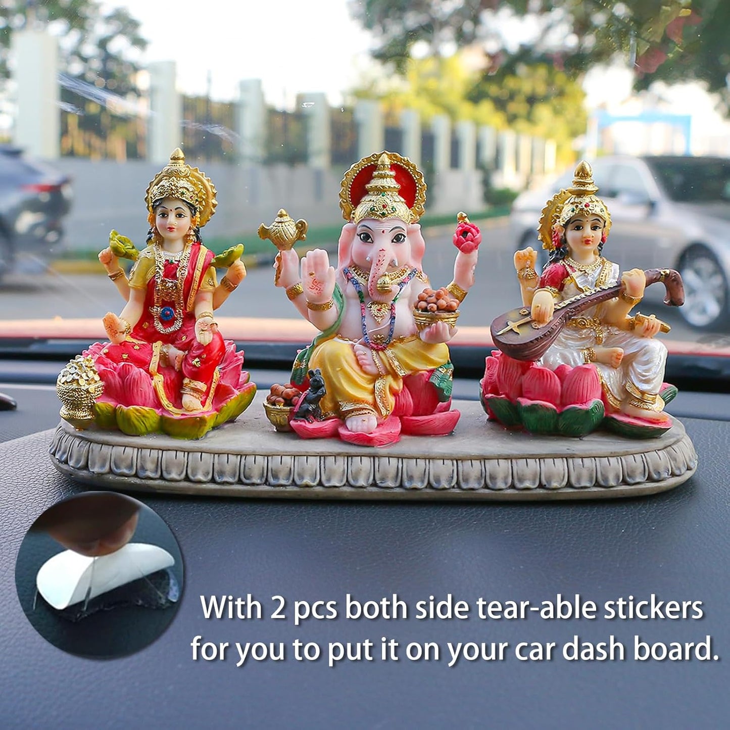 India Laxmi Ganesh Saraswati Statue - 3.9”H Indian God Lakshmi Ganesha Saraswati Idol Figurine Hindu Diwali Gifts Diwali Decoration Home Office Mandir Temple Pooja Item