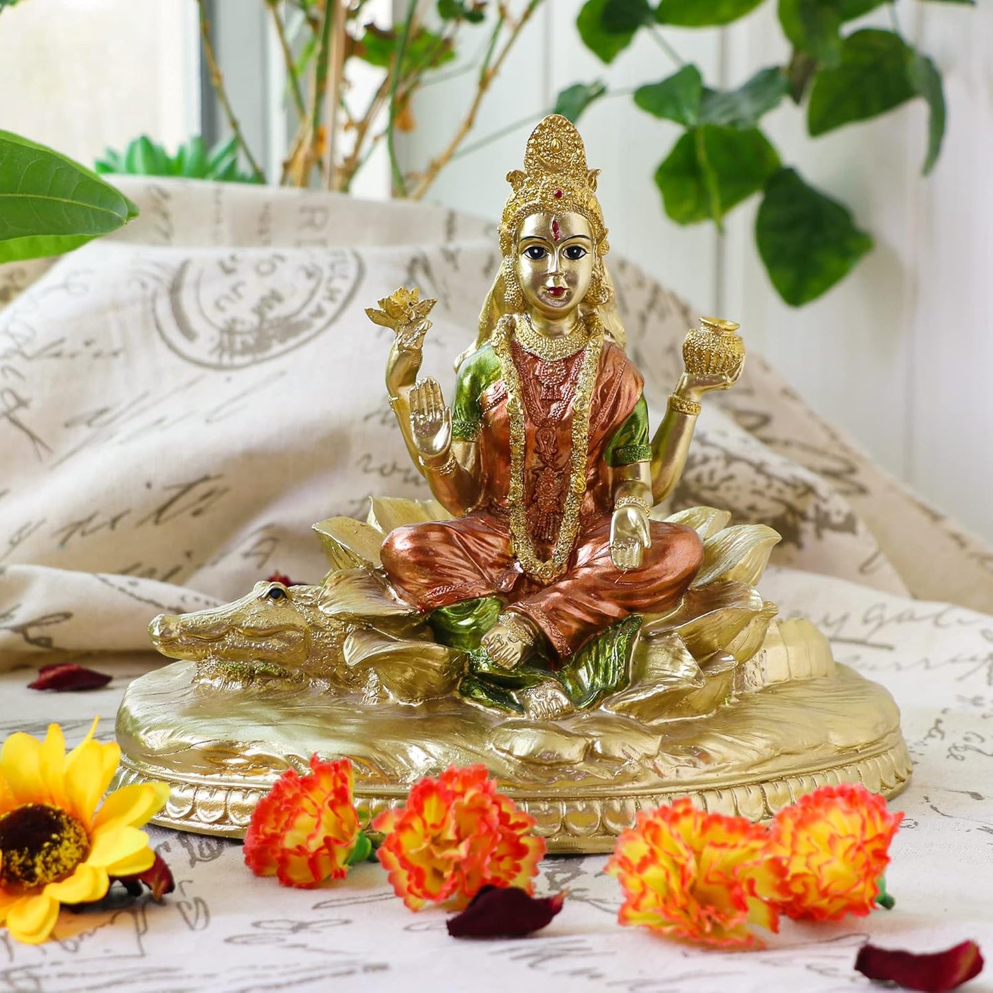 Hindu Goddess Ganga Statue - Indian God Lord Gange Maa Murti Sculpture Figurine Hinduism Home Puja Temple Mandir Buddha Pooja Decor Diwali Gift Yoga Altar Shrine Spiritual Prayer Item