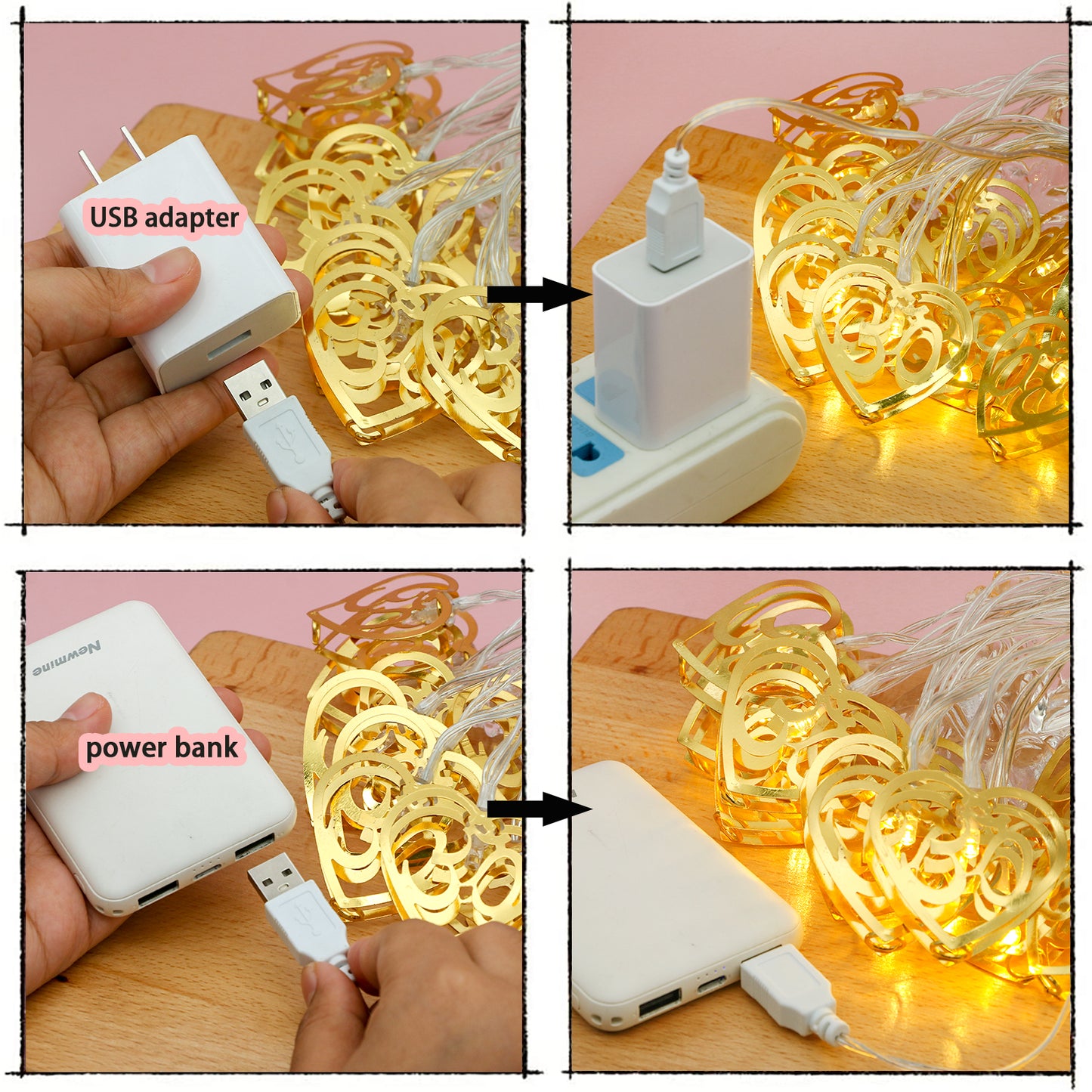 alikiki 2 Strings Gold Metal OM Diwali String Lights Diwali Gifts USB Powerd LED Diya Light Hindu Home Temple Mandir Altar Shrine Pooja Decor Indian Pooja Wedding Housewarming Festival Puja Items