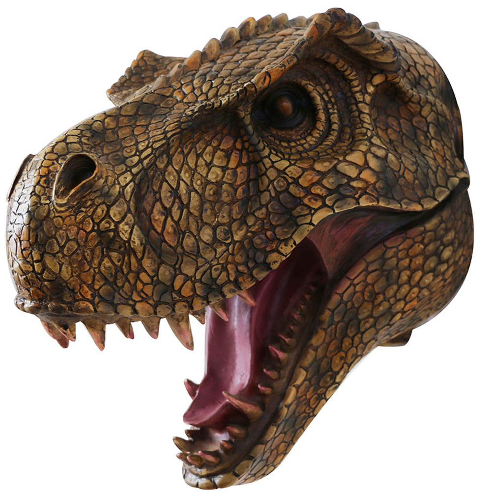 alikiki Jurassic Dinosaur Head Wall hanging - Large T-Rex Wall Mounted Statue Bust 15 inch Tyrannosaurus Rex Wall Sculpture Decor