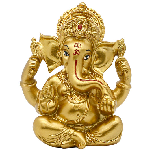 Indian Ganesh Statue Diwali Decor - Hindu God Diwali Gifts Small Golden Color Lord Ganesha Idol Home Mandir Pooja Murti Item Meditation Yoga Room Altar Decor Diwali Puja Gifts for Indian