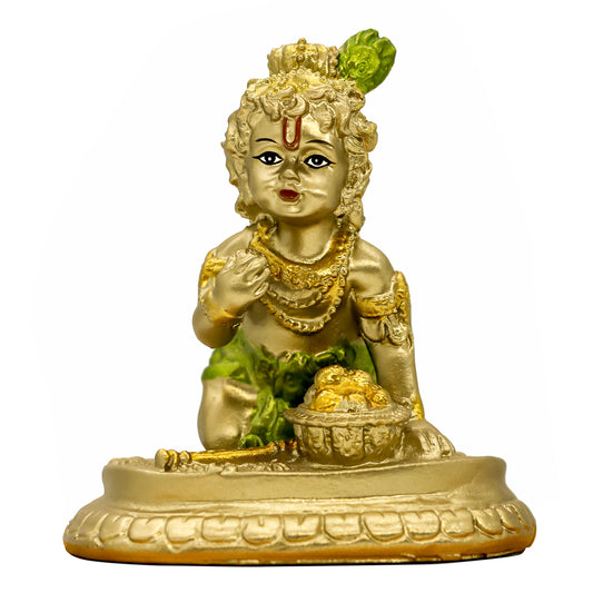 Hindu God Krishna Statue - 3.7" H Baby Krishna Idol Figurine Indian Home Office Mandir Temple Pooja Item Diwali Gifts for Friends Puja Gifts for Man Woman