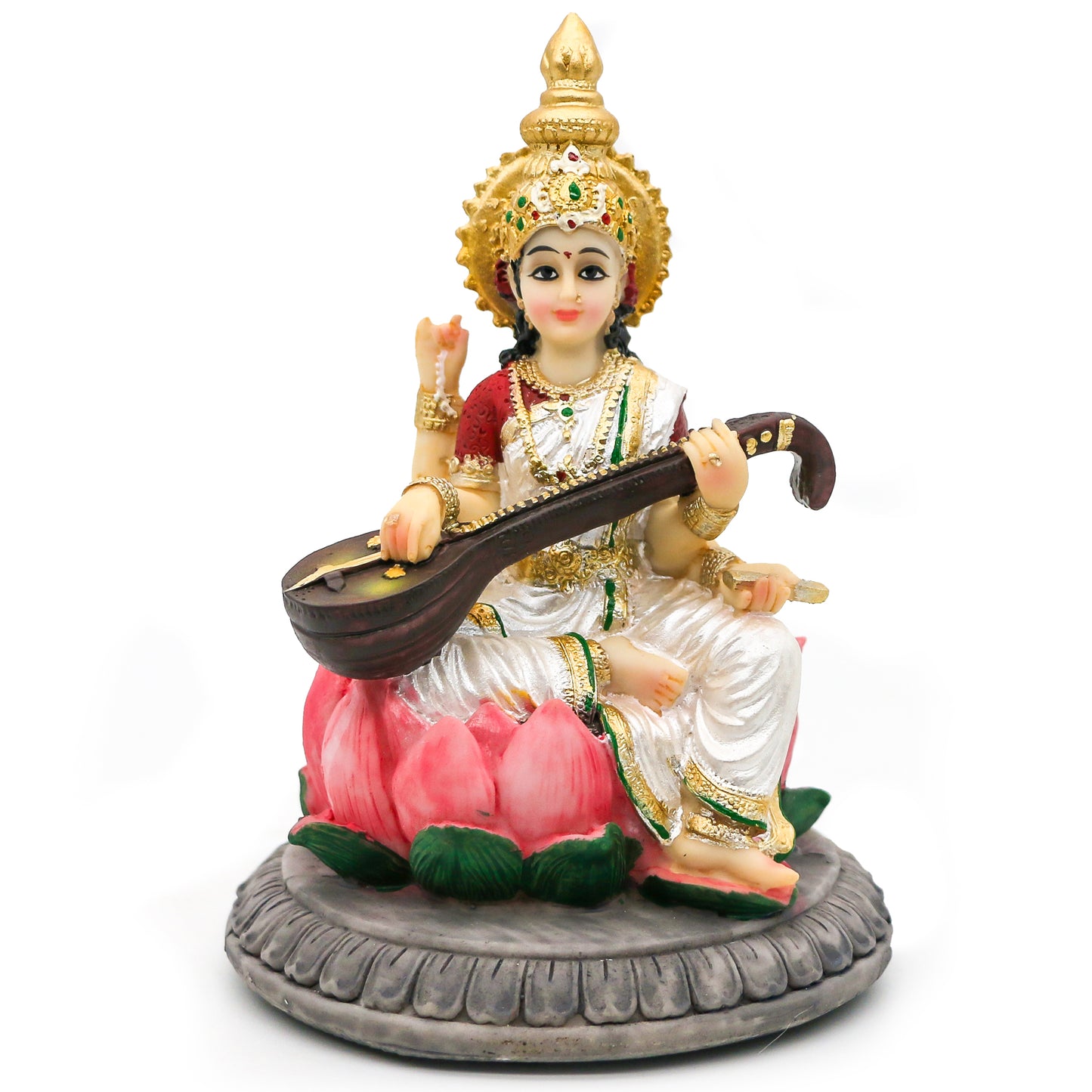 Hindu Goddess Saraswati idol Statue - 5.1”H Saraswati Statue Indian Spiritual Culture Sculpture Diwali Murti Pooja Item India Idol Statue Diwali Decor Diwali Gifts Hindu God Figurines