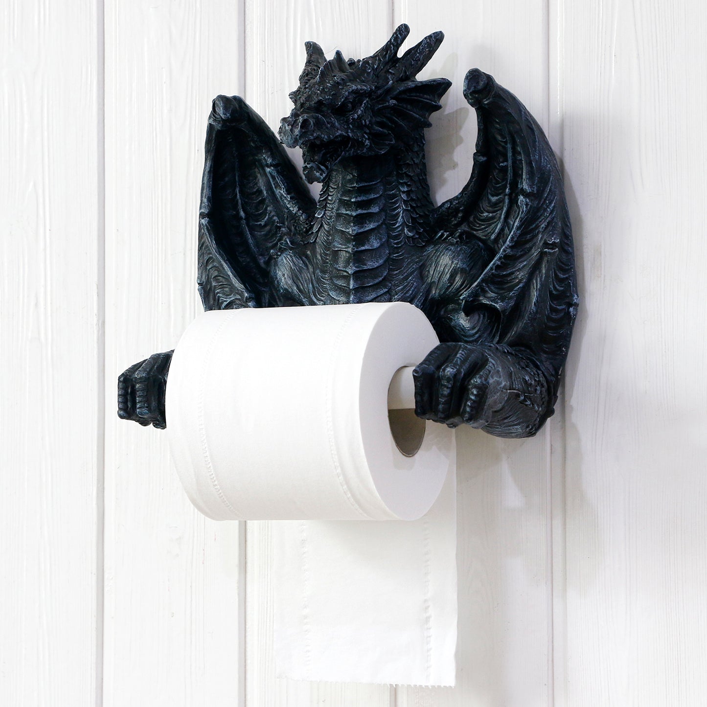 Funny Toilet Paper Roll Holder - Black Dragon Wall Mounted Paper Towel Roll Holder for Bathroom Kitchen Home Decor Medieval Dungeons and Dragons Birthday Gift for Men Women