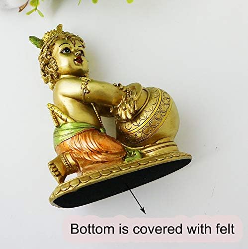 Hindu Lord Baby Krishna Statue – Indian Idol Krishna Figurines for Home Mandir Temple Pooja - India Murti Buddha Sculpture Religious Gifts Items