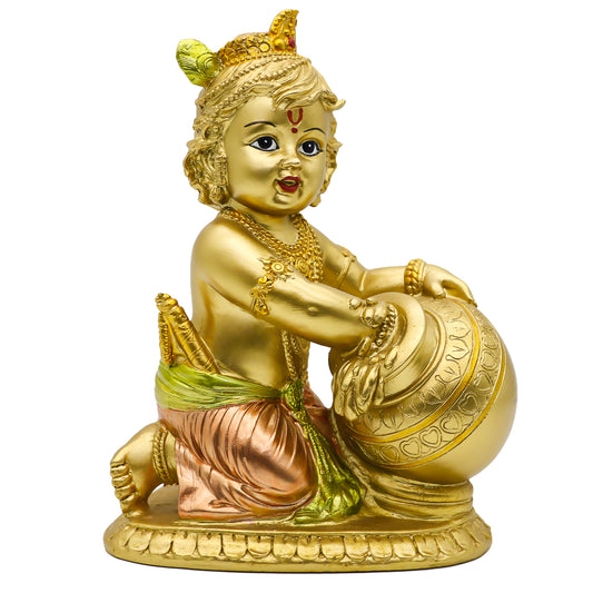 Hindu Lord Baby Krishna Statue – Indian Idol Krishna Figurines for Home Mandir Temple Pooja - India Murti Buddha Sculpture Religious Gifts Items