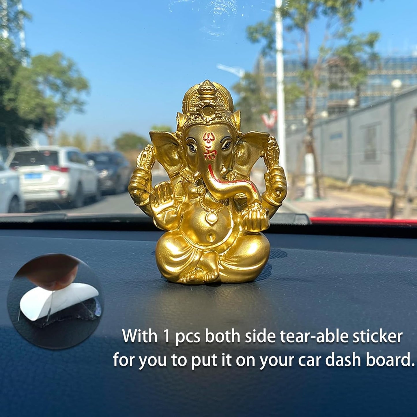 Indian God Lord Ganesh Statue - Hindu God Golden Ganesha Idol Figurines for Car Dashboard Decor Hindu Gift Indian India Home Temple Mandir Pooja Item Diwali Gifts Room Altar Decor