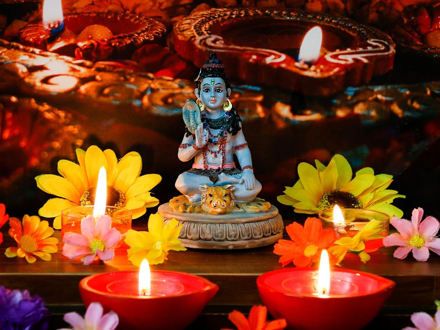 alikiki Hindu God Lord Shiva Statue - 3.8”H Indian Idol Shiva for Car Dashboard Decor Diwali Murti Item Home Office Temple Mandir Shrine Altar Pooja Decor India Diwali Puja Gifts for Friends Relative