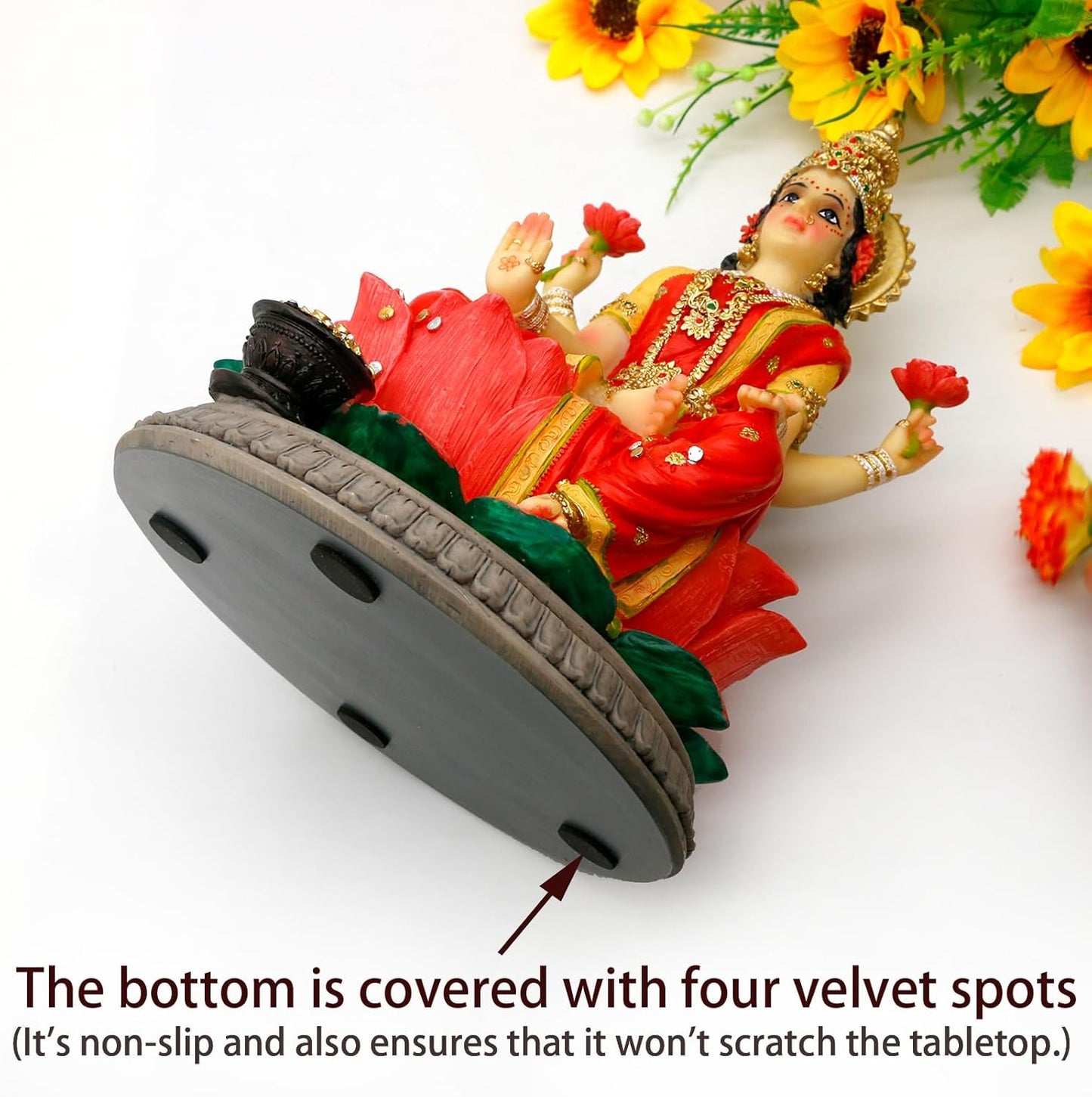 Indian Gift Goddess Laxmi Statue - 8.9”H Hindu Idol Lakshmi Sculpture Diwali Gift for Indian Pooja Item Decoration Indian Home Office Mandir Temple Altar Puja Housewarming Wedding