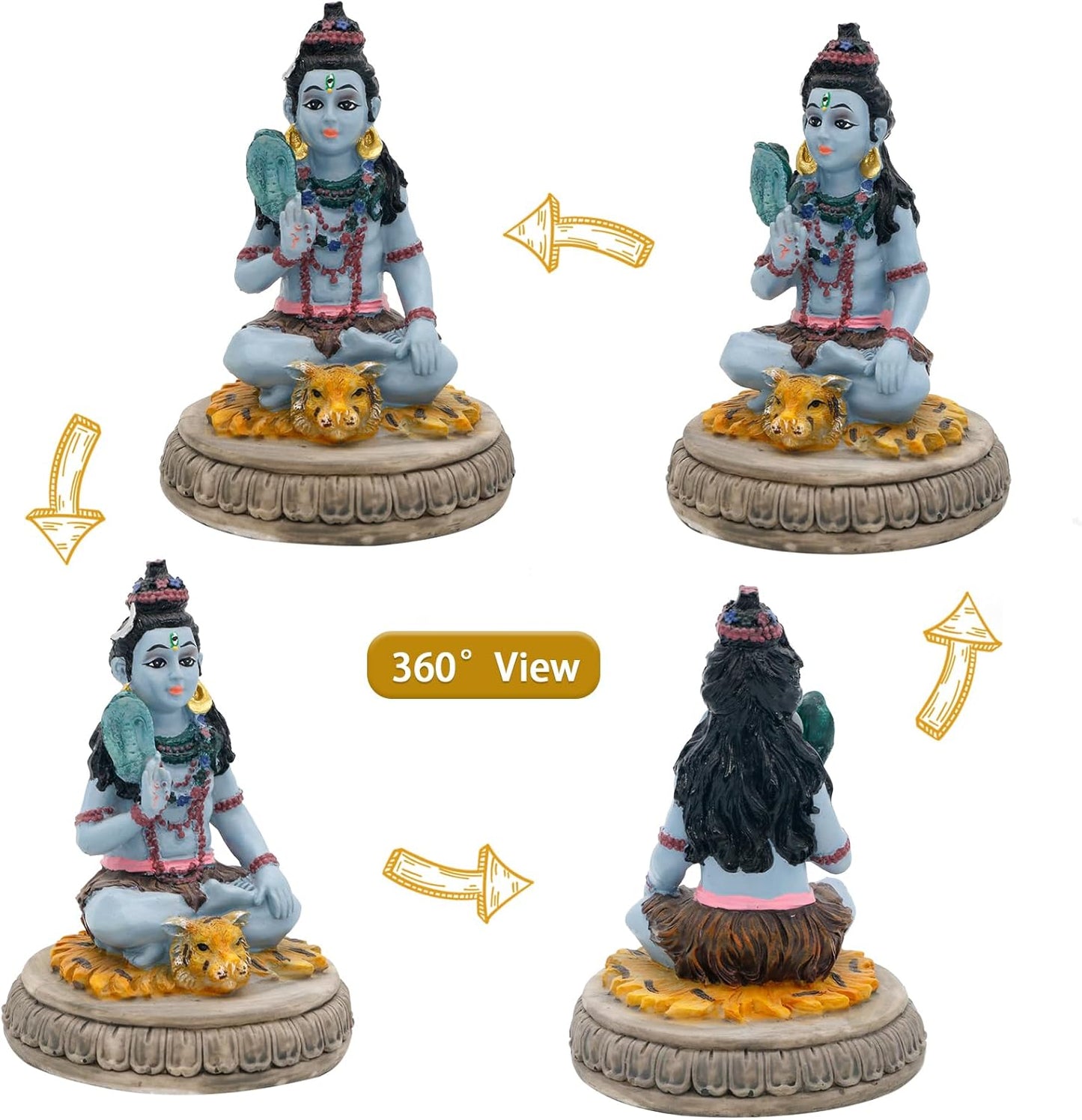 alikiki Hindu God Lord Shiva Statue - 3.8”H Indian Idol Shiva for Car Dashboard Decor Diwali Murti Item Home Office Temple Mandir Shrine Altar Pooja Decor India Diwali Puja Gifts for Friends Relative