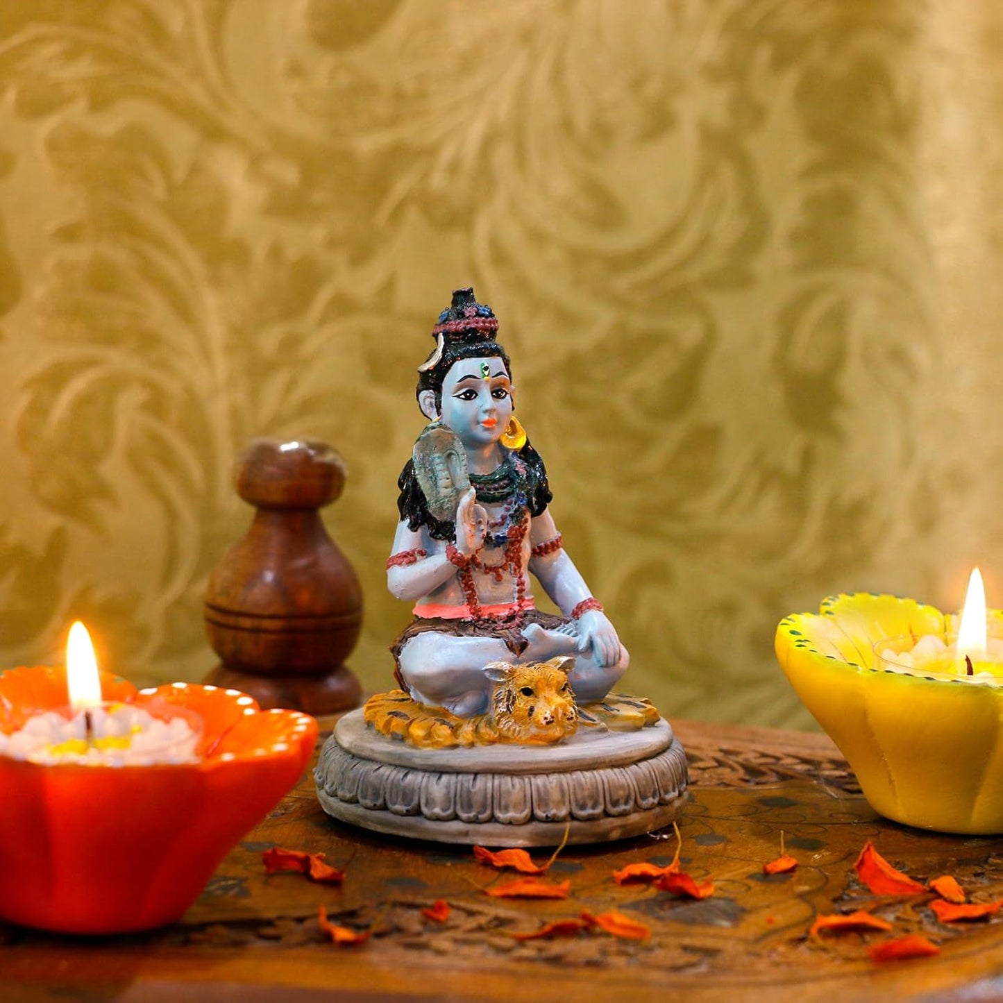 alikiki Hindu God Lord Shiva Statue - 3.8”H Indian Idol Shiva for Car Dashboard Decor Diwali Murti Item Home Office Temple Mandir Shrine Altar Pooja Decor India Diwali Puja Gifts for Friends Relative