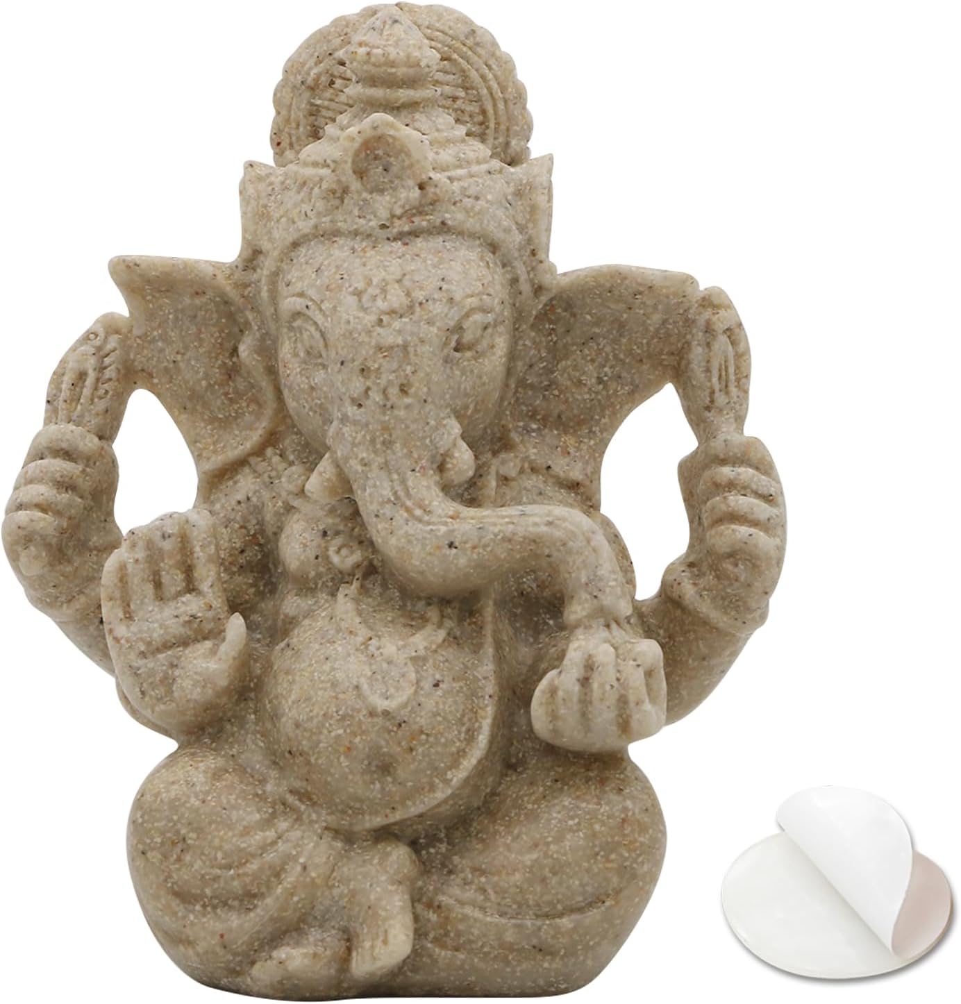 Small Lord Ganesha for Car Decor - 3.5"H Sandstone Ganpati Statue Hindu God Ganesh Idol for Home Mandir, Office Altar, Pray Room, Diwali Pooja Decoration Puja Item Spiritual Gifts for Indian Friends