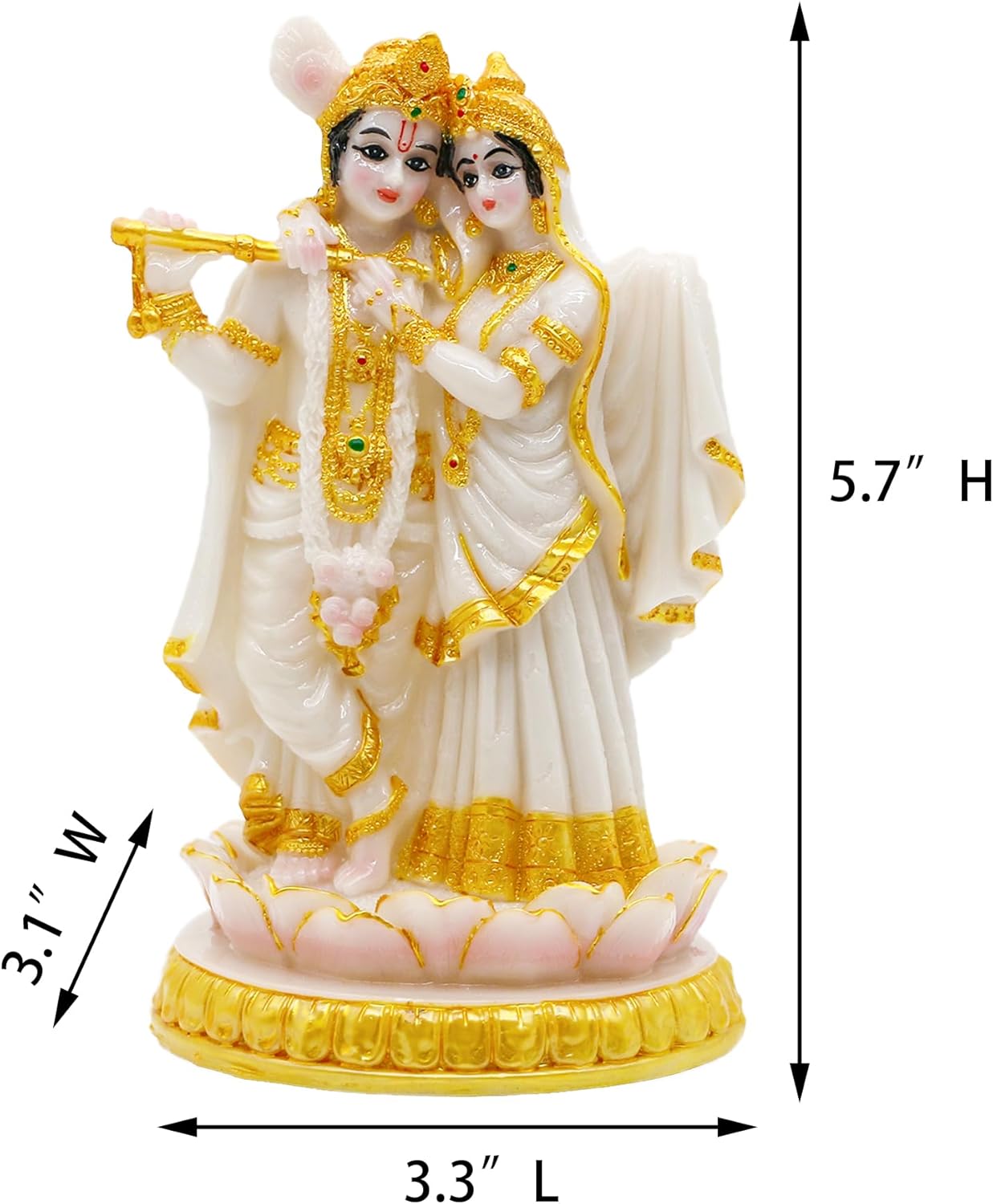 BangBangDa Hindu God Radha Krishna Statue - 5.7" H Marble Color India Murti Pooja Item for Indian Couple Valentine’s Day Gifts for Indian Man Women Lady Lord Krishna Idol