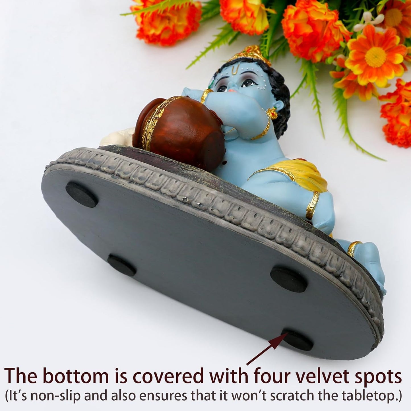 Indian God Baby Krishna Statue - 6.6" L Hindu God Krishna Idol for Car Dashboard Decor,Small Makhan Chor Figurine Murti Diwali Gifts Indian Wedding Gifts Baby Shower Return Gift