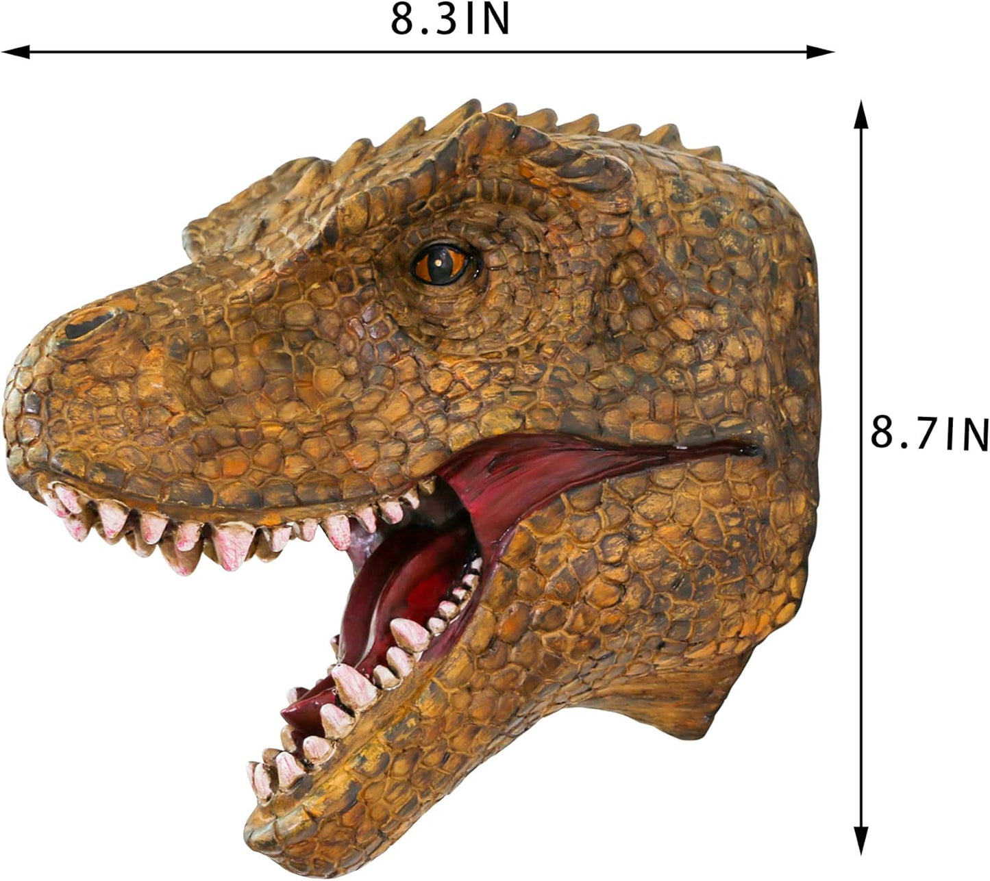 Dinosaur Head Wall Mount - Dinosaur World Small T-Rex Head Wall Hanging Boys Kids Birthday Party Gaming Room Taxidermy Dinosaur Themed Wall Sculpture Indoor Outdoor Animal Heads Wall Art Decor