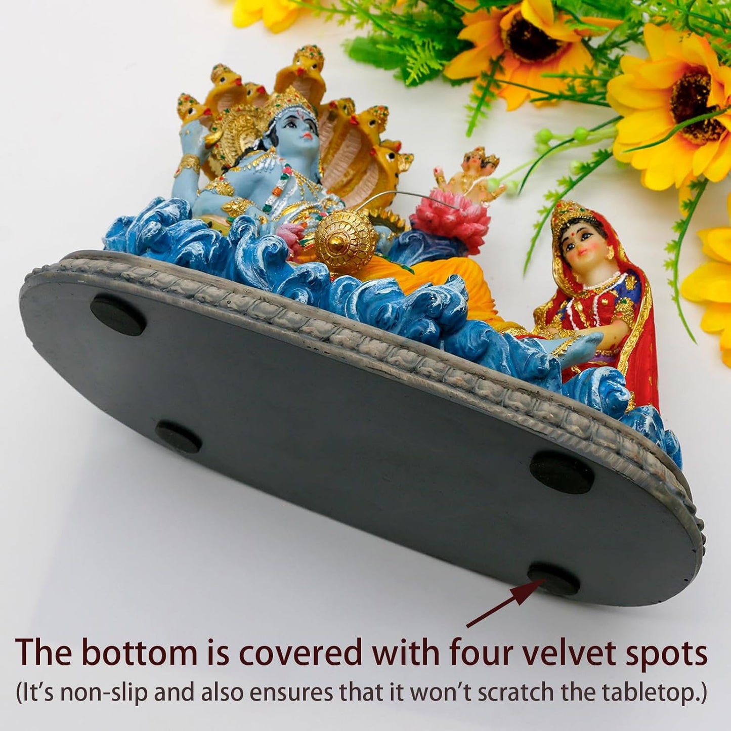 alikiki Hindu God Lord Vishnu Statue - 8.3”L Mahavishnu Figurine Divine Hindu Deity for Spiritual Worship Home Office Studio Hotel Decor Mandir Temple Altar Diwali Puja Item