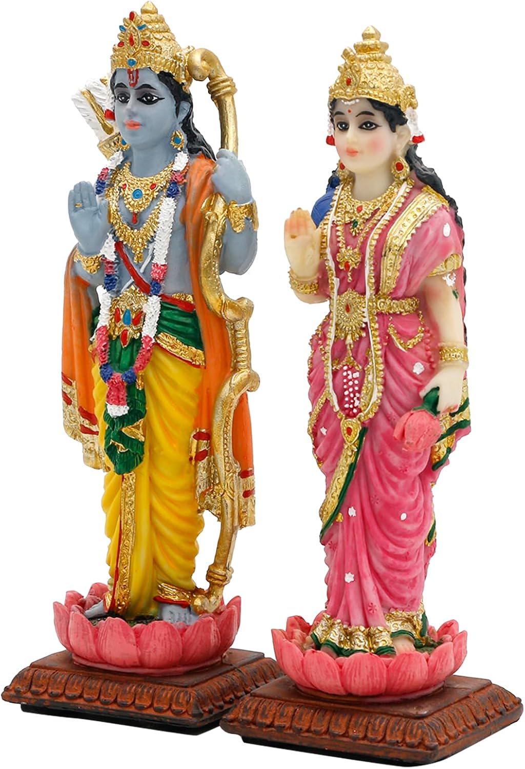 Indian Idol Radha Krishna Statue - 4.7”H Hindu God Radha Krishna Set on Lotus India Pooja Item Home Office Temple Mandir Shrine Altar Diwali Puja Spiritual Decor Ideal Wedding Gift for Indian Friend