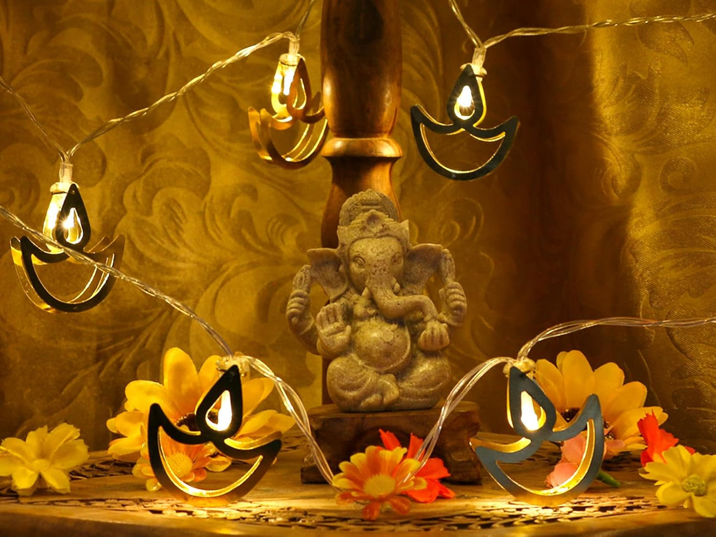 Small Lord Ganesha for Car Decor - 3.5"H Sandstone Ganpati Statue Hindu God Ganesh Idol for Home Mandir, Office Altar, Pray Room, Diwali Pooja Decoration Puja Item Spiritual Gifts for Indian Friends