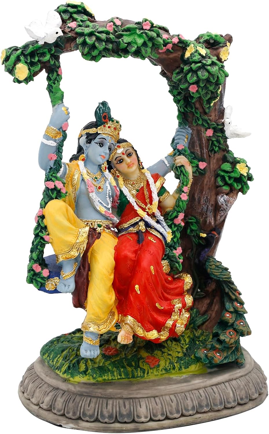 alikiki Radha Krishna Idol Statue - Hindu God Statue India Murti Item Home Office Temple Mandir Shrine Altar Pooja Decor Wedding Diwali Puja Gifts for Indian Friends Relative
