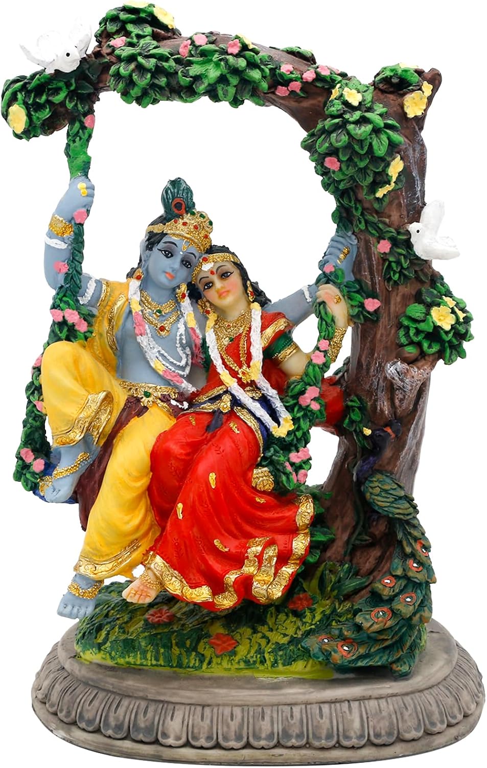 alikiki Radha Krishna Idol Statue - Hindu God Statue India Murti Item Home Office Temple Mandir Shrine Altar Pooja Decor Wedding Diwali Puja Gifts for Indian Friends Relative