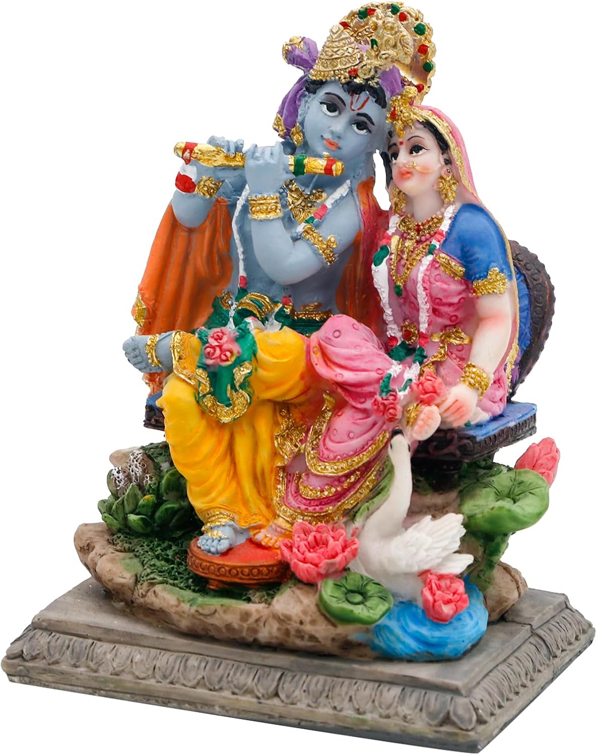 alikiki Hindu Radha Krishna Statue - 3.5”H Indian God Krishna Idol for Car Decor Murti Item Home Office Temple Mandir Shrine Altar Pooja Decor India Wedding Diwali Puja Gifts for Friends Relative