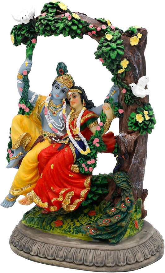alikiki Radha Krishna Idol Statue - Hindu God Statue India Murti Item Home Office Temple Mandir Shrine Altar Pooja Decor Wedding Diwali Puja Gifts for Indian Friends Relative