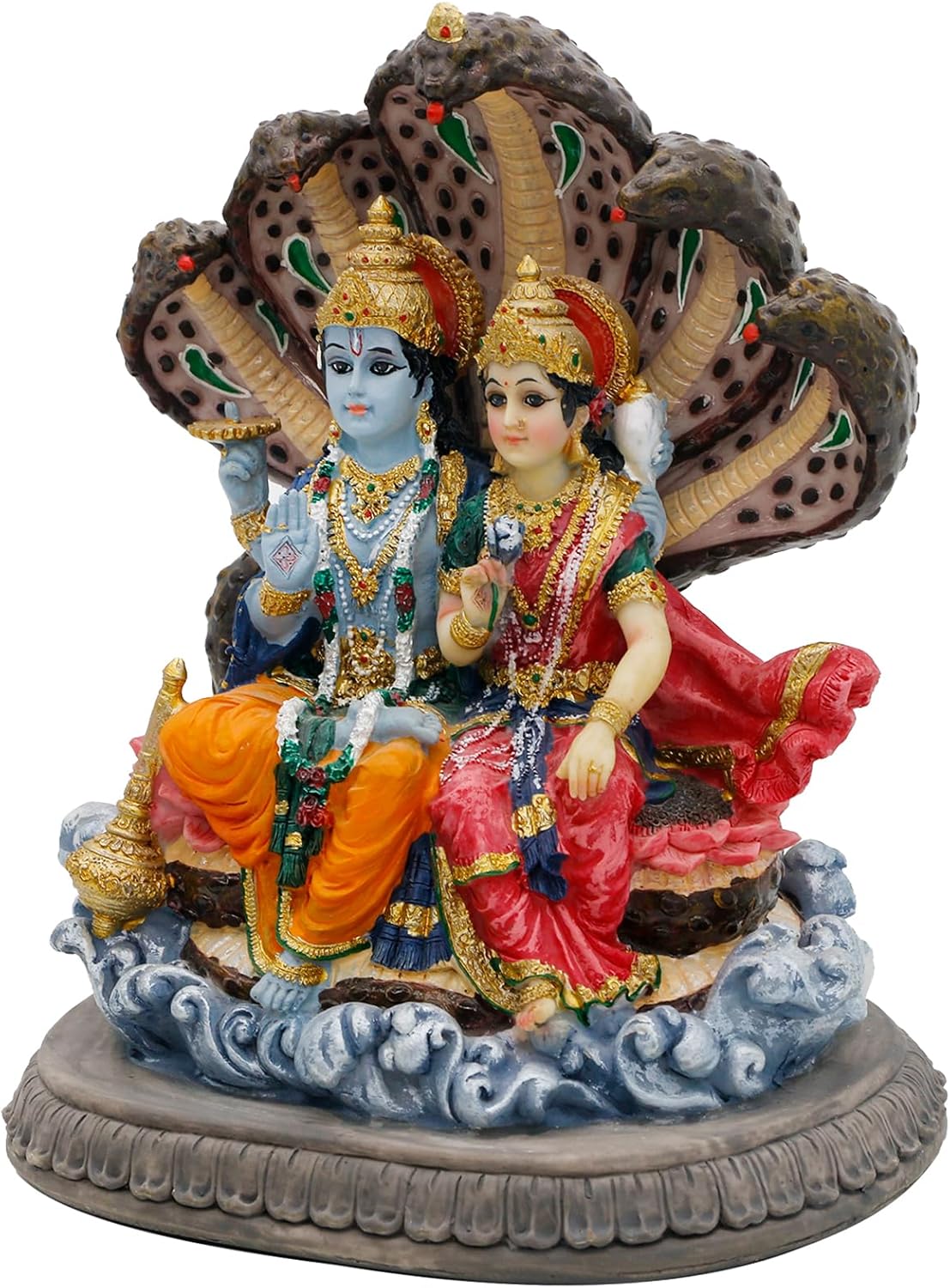 alikiki Hindu Laxmi Narayan Statue - 6.4”H Indian Idol Lakshmi Narayan Bhagwan Lord Vishnu MATA Murti Item Indian God Home Office Temple Mandir Shrine Altar Pooja Decor India Diwali Puja Gifts