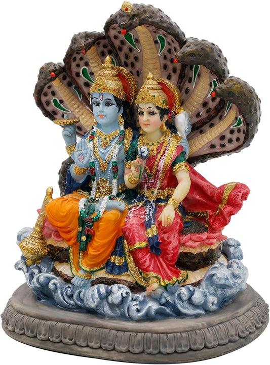 alikiki Hindu Laxmi Narayan Statue - 6.4”H Indian Idol Lakshmi Narayan Bhagwan Lord Vishnu MATA Murti Item Indian God Home Office Temple Mandir Shrine Altar Pooja Decor India Diwali Puja Gifts