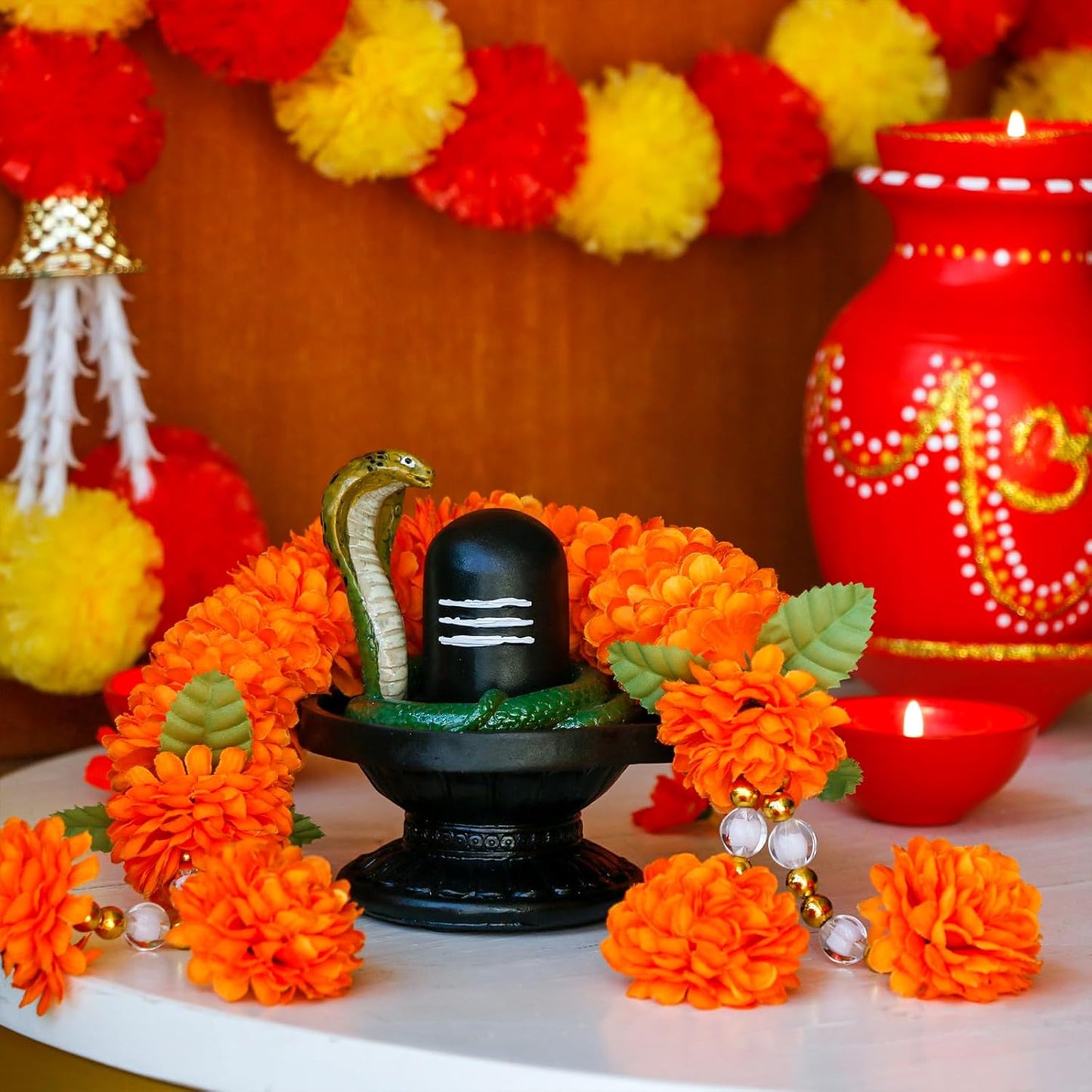 alikiki Hindu Shiva Lingam Statue - 4.4”H Indian Idol Murti Item Shivling for Pooja Shiv Ling God Statue Home Office Temple Mandir Shrine Altar Pooja Decor India Diwali Puja Gifts for Friends