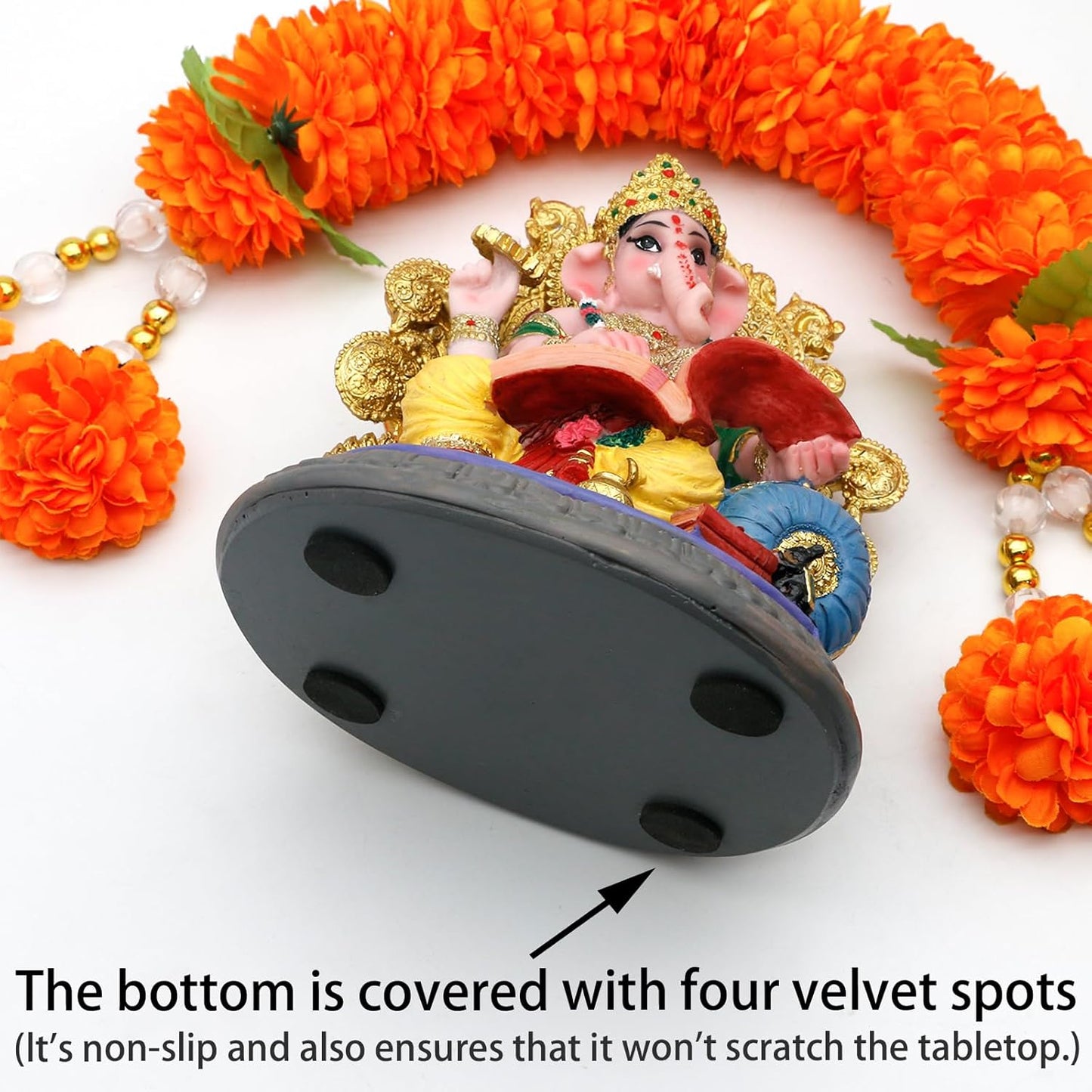 Indian God Ganesha Idol Statue - 5.4”H Ganesh Statue Sitting on Throne Murti India Ganapati Pooja Item Home Office Temple Mandir Shrine Altar Diwali Puja Decor Ideal Gifts for Indian Friend Relative