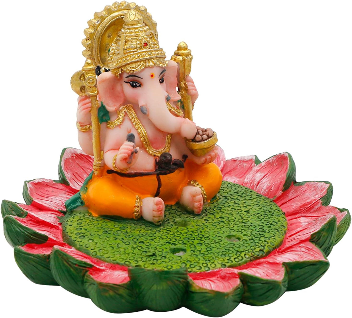 alikiki Hindu God Ganesha Idol Statue - 3.8" L Ganesh Incense Burner/Holder India Ganapati Pooja Item Home Office Temple Mandir Shrine Altar Diwali Puja Decor Ideal Gifts for Indian Friend Relative