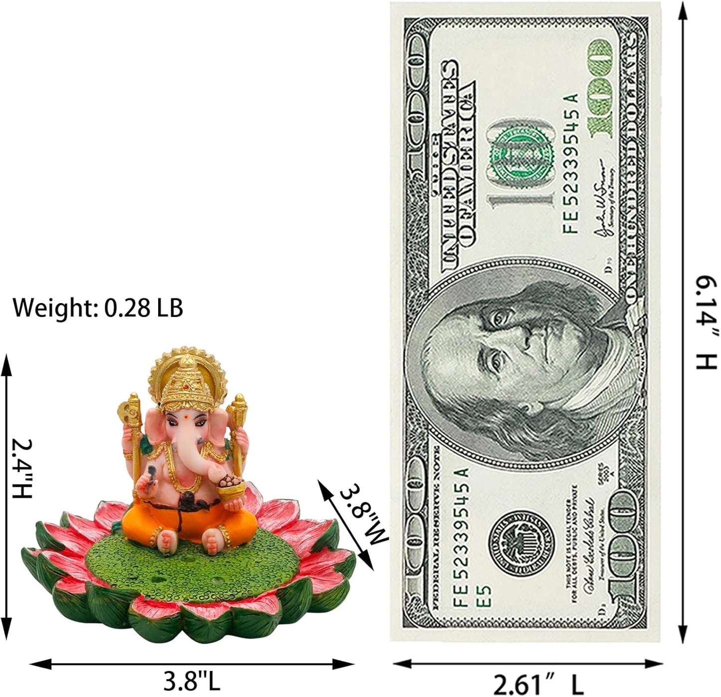 alikiki Hindu God Ganesha Idol Statue - 3.8" L Ganesh Incense Burner/Holder India Ganapati Pooja Item Home Office Temple Mandir Shrine Altar Diwali Puja Decor Ideal Gifts for Indian Friend Relative