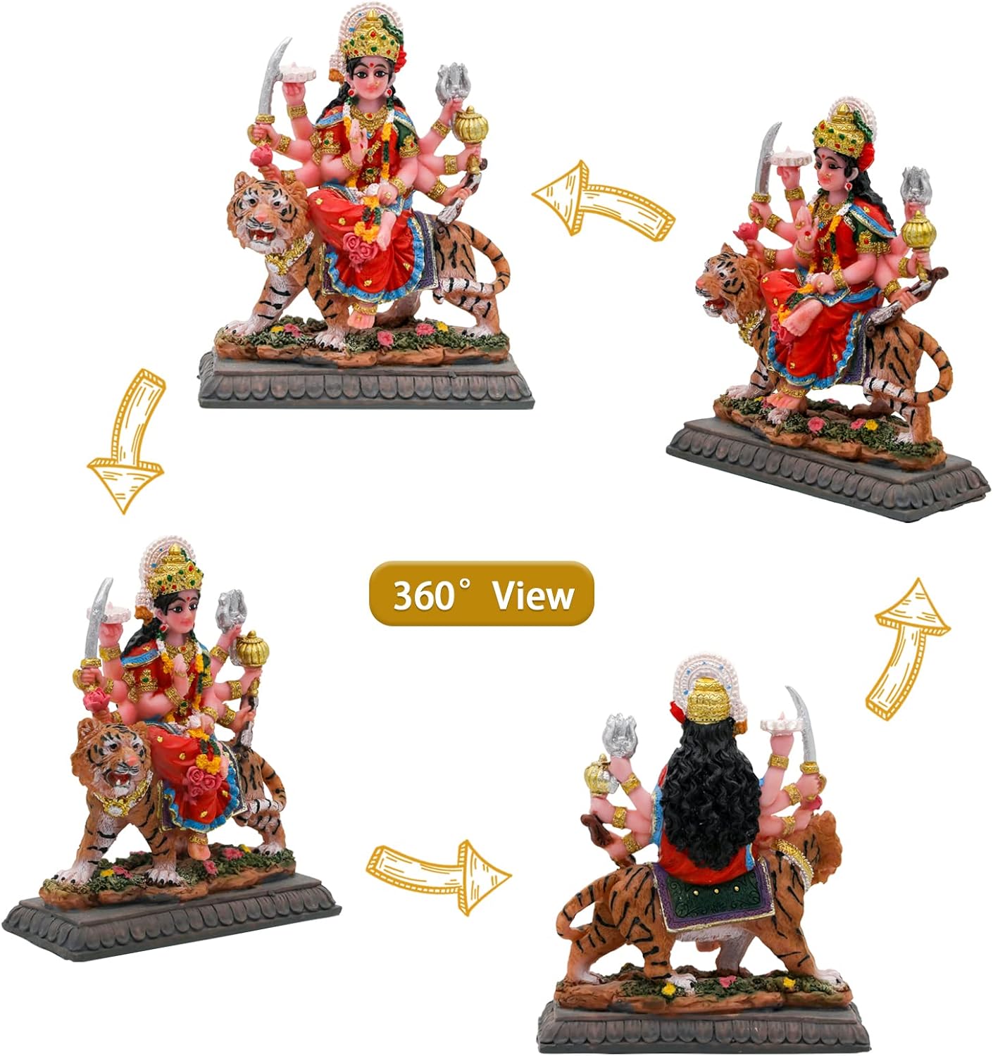 Small Maa Durga MATA Statue - 4.1” H Durga Sculpture India God Hindu Goddess Murti Hindu Pooja Item for Home Office Temple Mandir Altar Puja Diwali Gifts Diwali Decor maa durga sculpture goddess durga sculpture