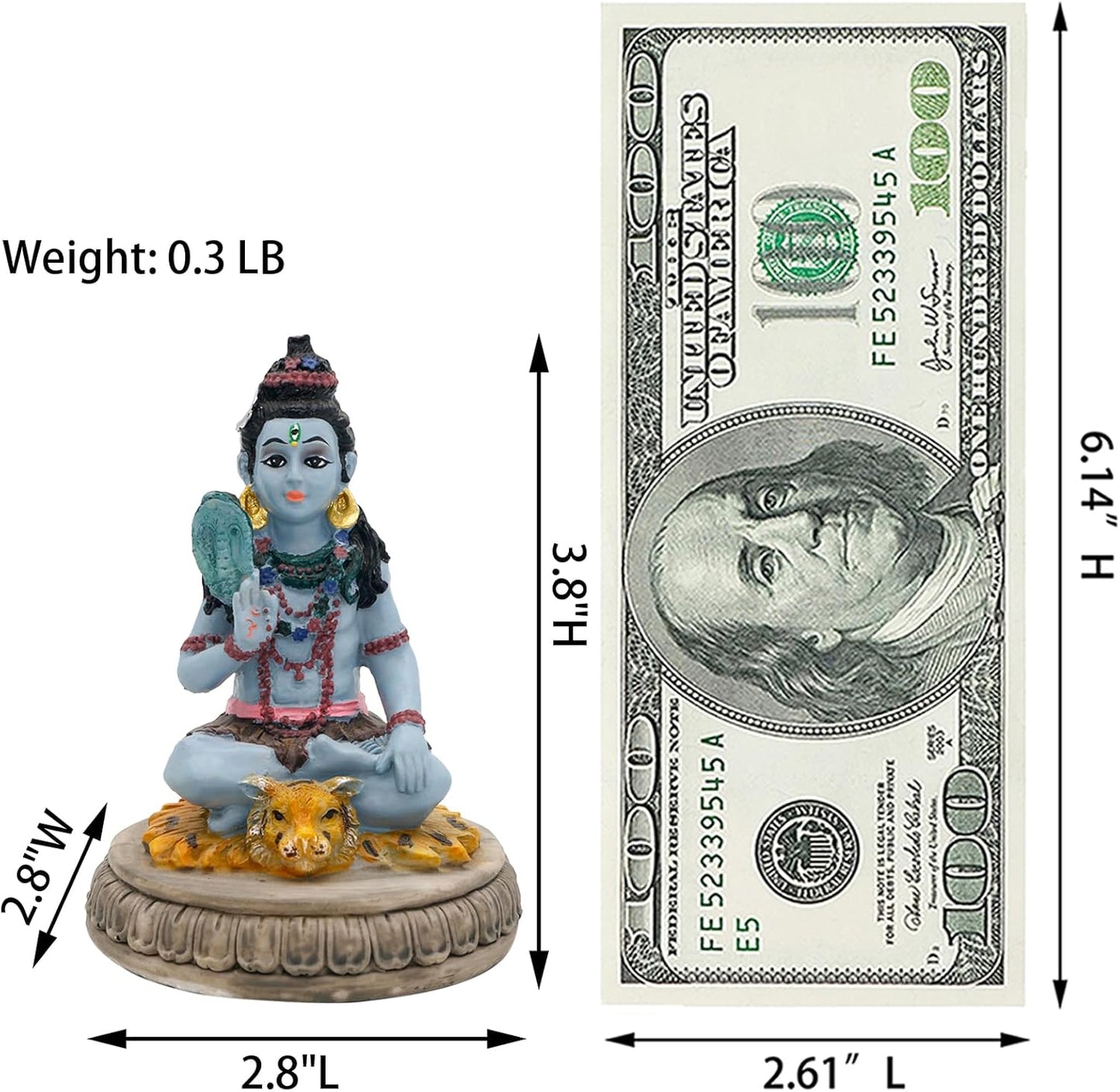 alikiki Hindu God Lord Shiva Statue - 3.8”H Indian Idol Shiva for Car Dashboard Decor Diwali Murti Item Home Office Temple Mandir Shrine Altar Pooja Decor India Diwali Puja Gifts for Friends Relative