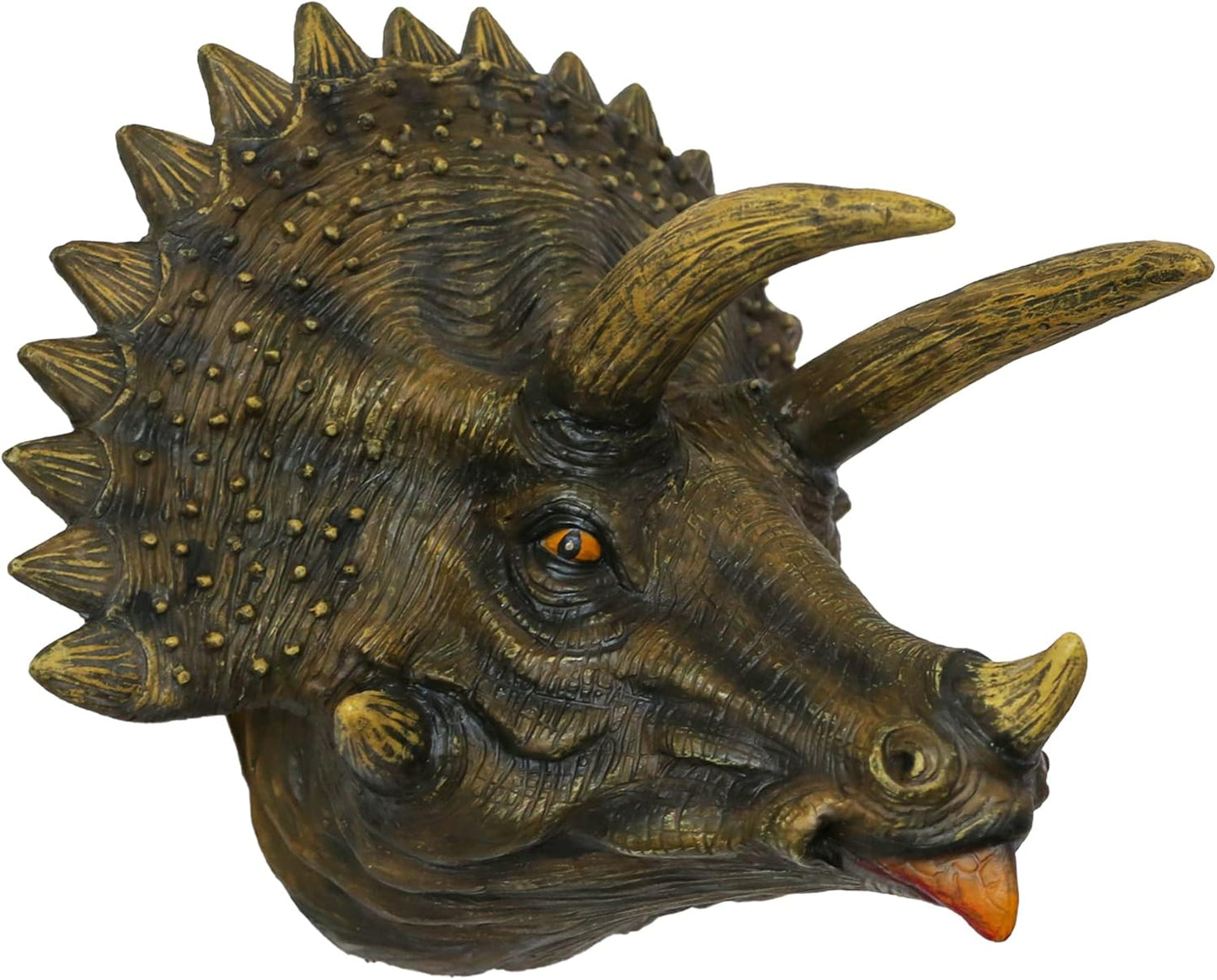 alikiki Jurassic Triceratops Head Wall Hanging - Faux Dinosaur Head Wall Mount Boys Kids Birthday Party Gaming Room Dinosaur Themed Wall Sculpture Indoor Outdoor Animal Heads Wall Taxidermy Art Decor