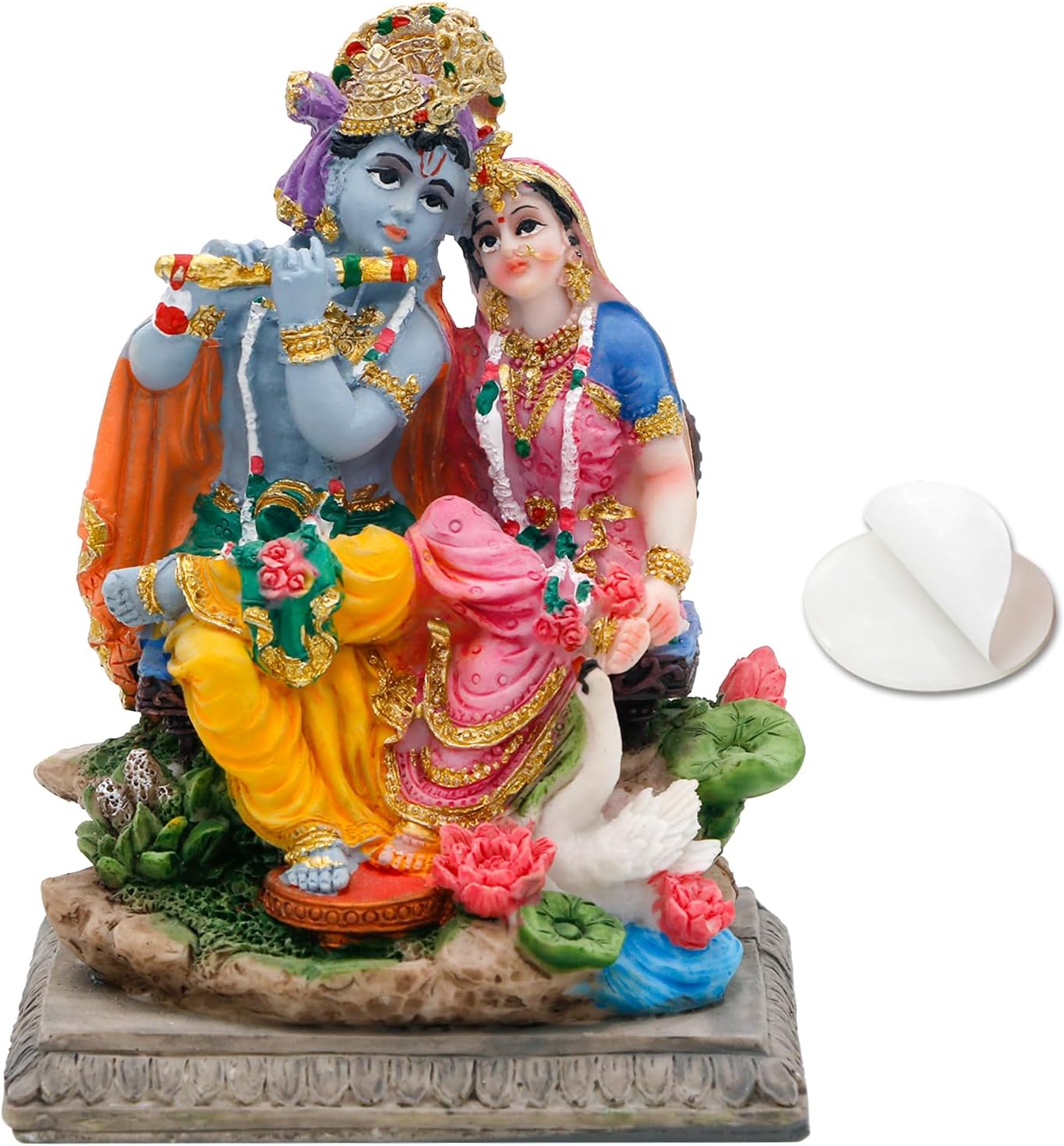 alikiki Hindu Radha Krishna Statue - 3.5”H Indian God Krishna Idol for Car Decor Murti Item Home Office Temple Mandir Shrine Altar Pooja Decor India Wedding Diwali Puja Gifts for Friends Relative