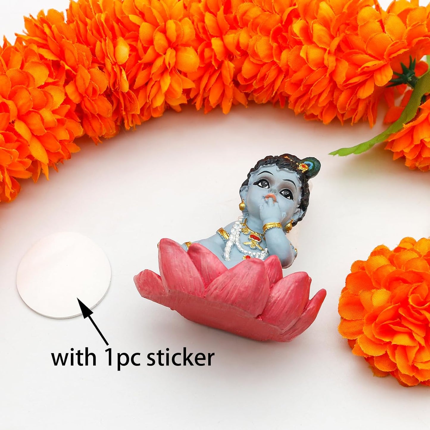 alikiki Baby Krishna for Car - 2.3”H Hindu God Makhan Chor Krishna Idol Statue Mini India Murti Item Home Office Temple Mandir Shrine Altar Pooja Decor Diwali Puja Gifts for Indian Friends Relative