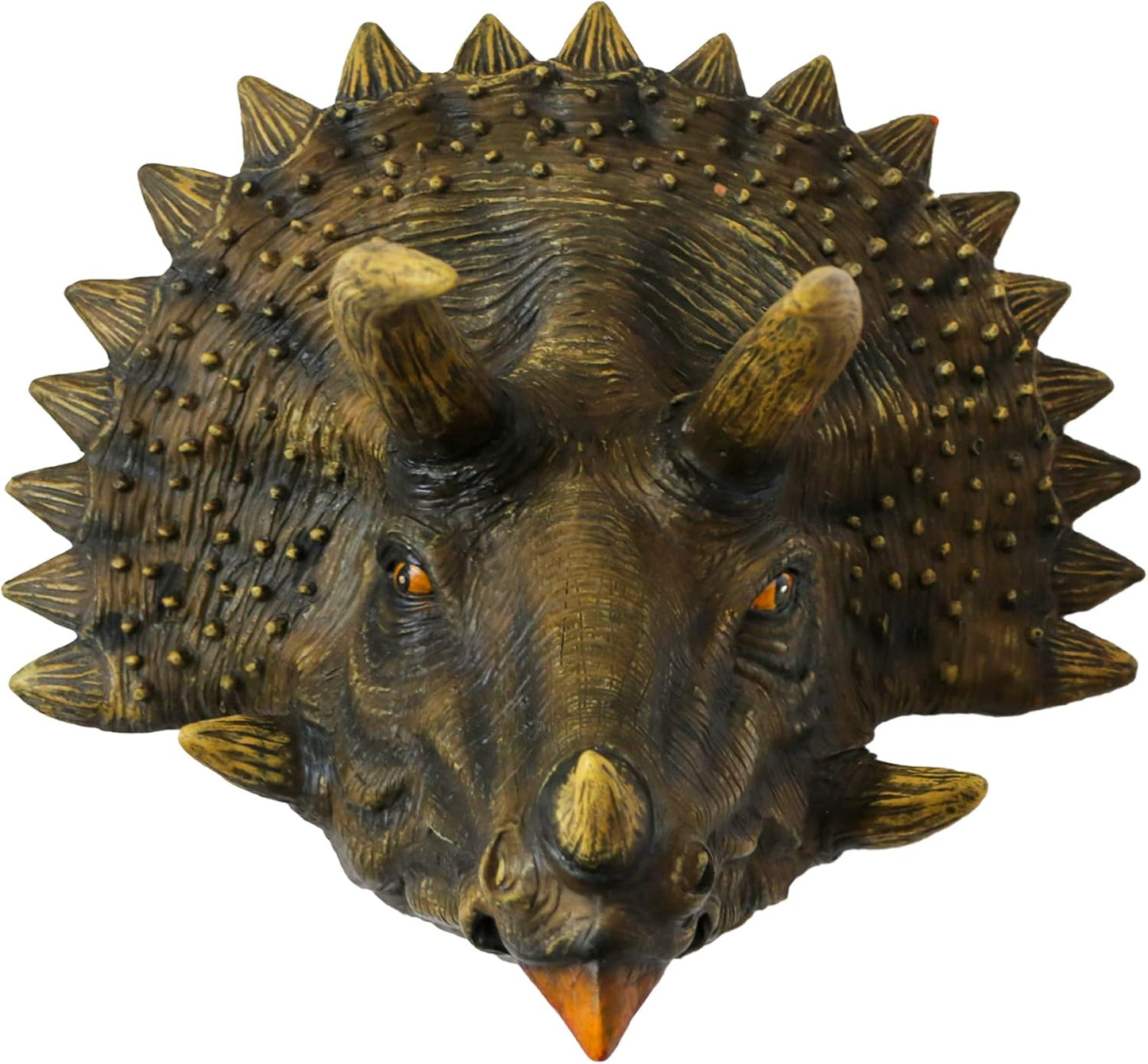 alikiki Jurassic Triceratops Head Wall Hanging - Faux Dinosaur Head Wall Mount Boys Kids Birthday Party Gaming Room Dinosaur Themed Wall Sculpture Indoor Outdoor Animal Heads Wall Taxidermy Art Decor
